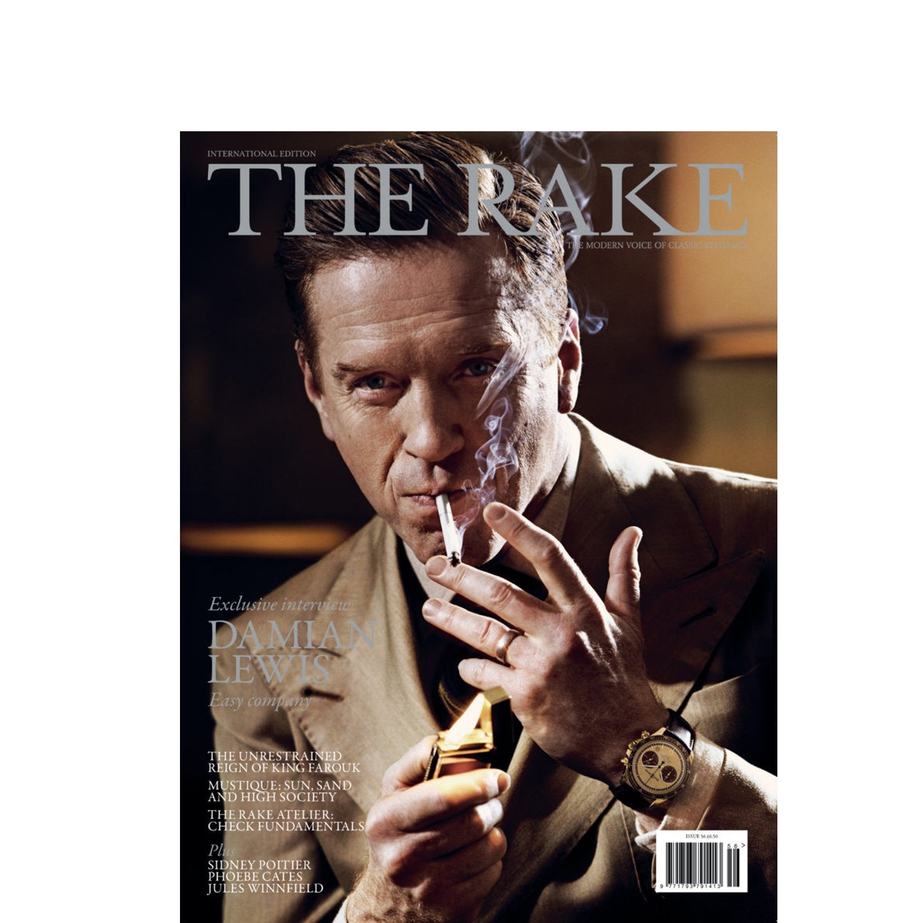 Damien Lewis wears our Honey Lanella shirt on the cover of The Rake - Emma Willis