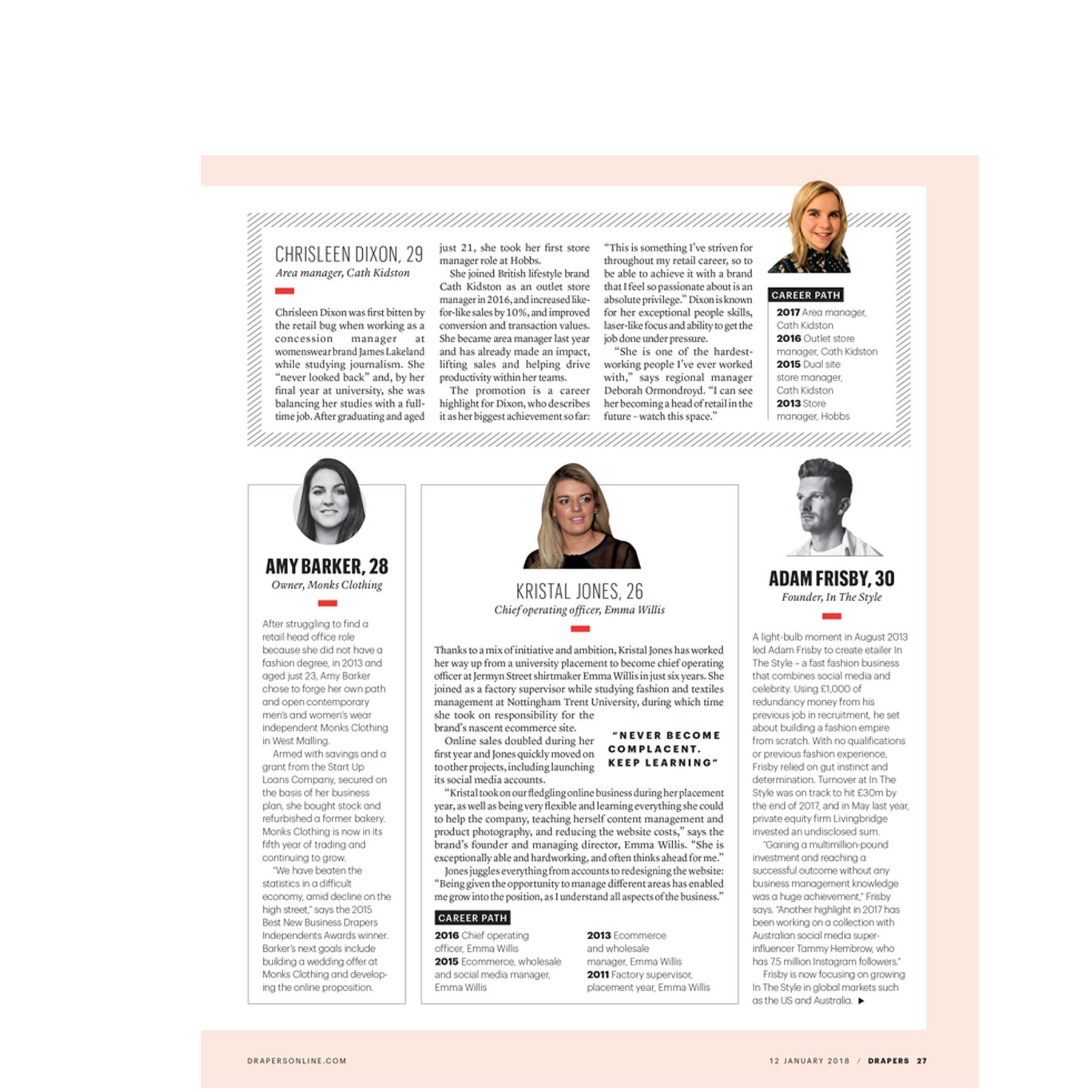 Drapers Magazine announce EW COO Kristal Jones as one of their 30 under 30’s in Retail 2018 - Emma Willis