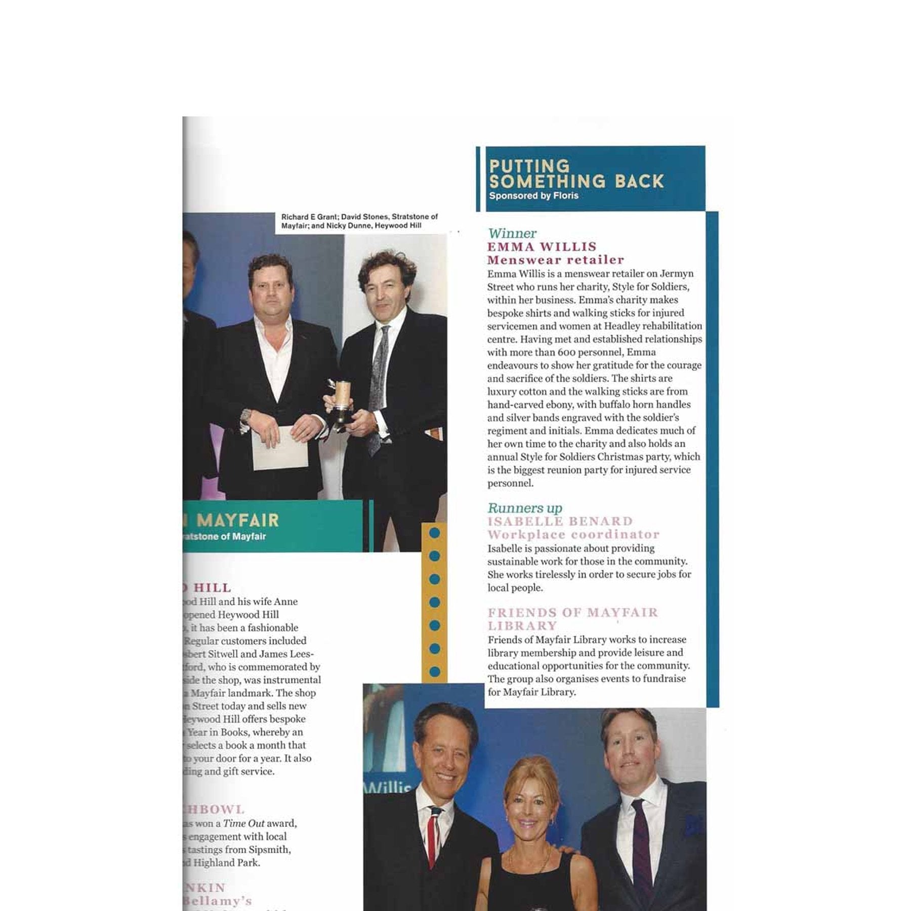 Emma Willis awarded at The Mayfair Times Community Awards for putting something back - Emma Willis