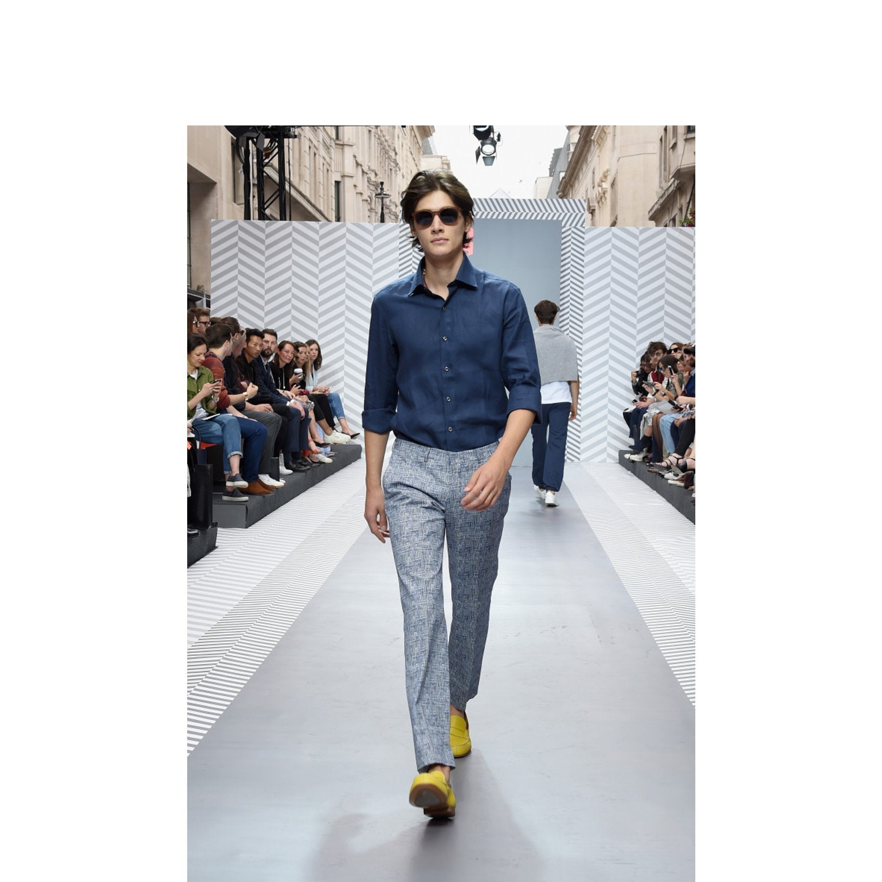 Last Saturday Emma Willis featured in St James’s Jermyn Street LCM catwalk show, styled by GQ’s Grace Gilfeather - Emma Willis