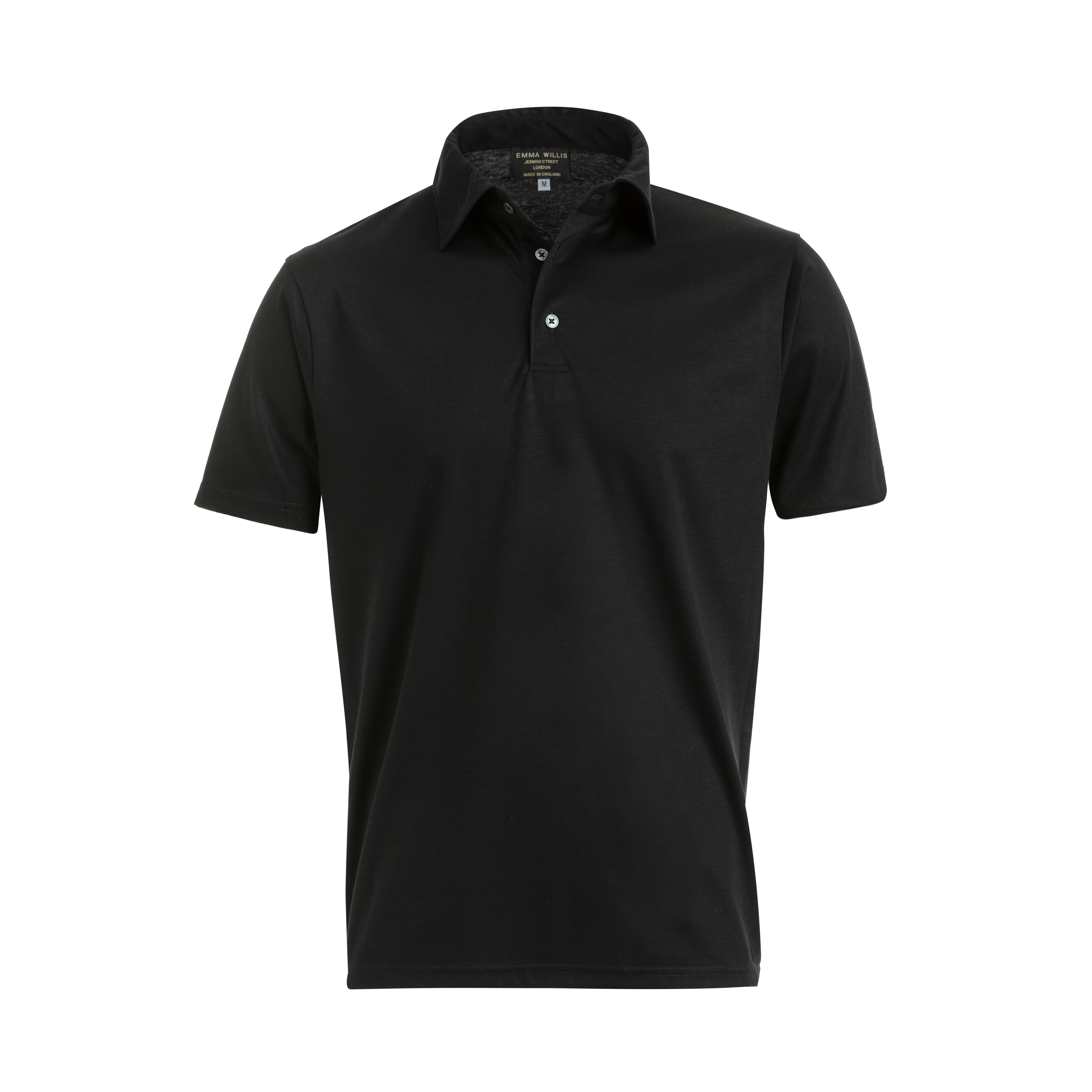 Black Cotton Polo Shirt - New