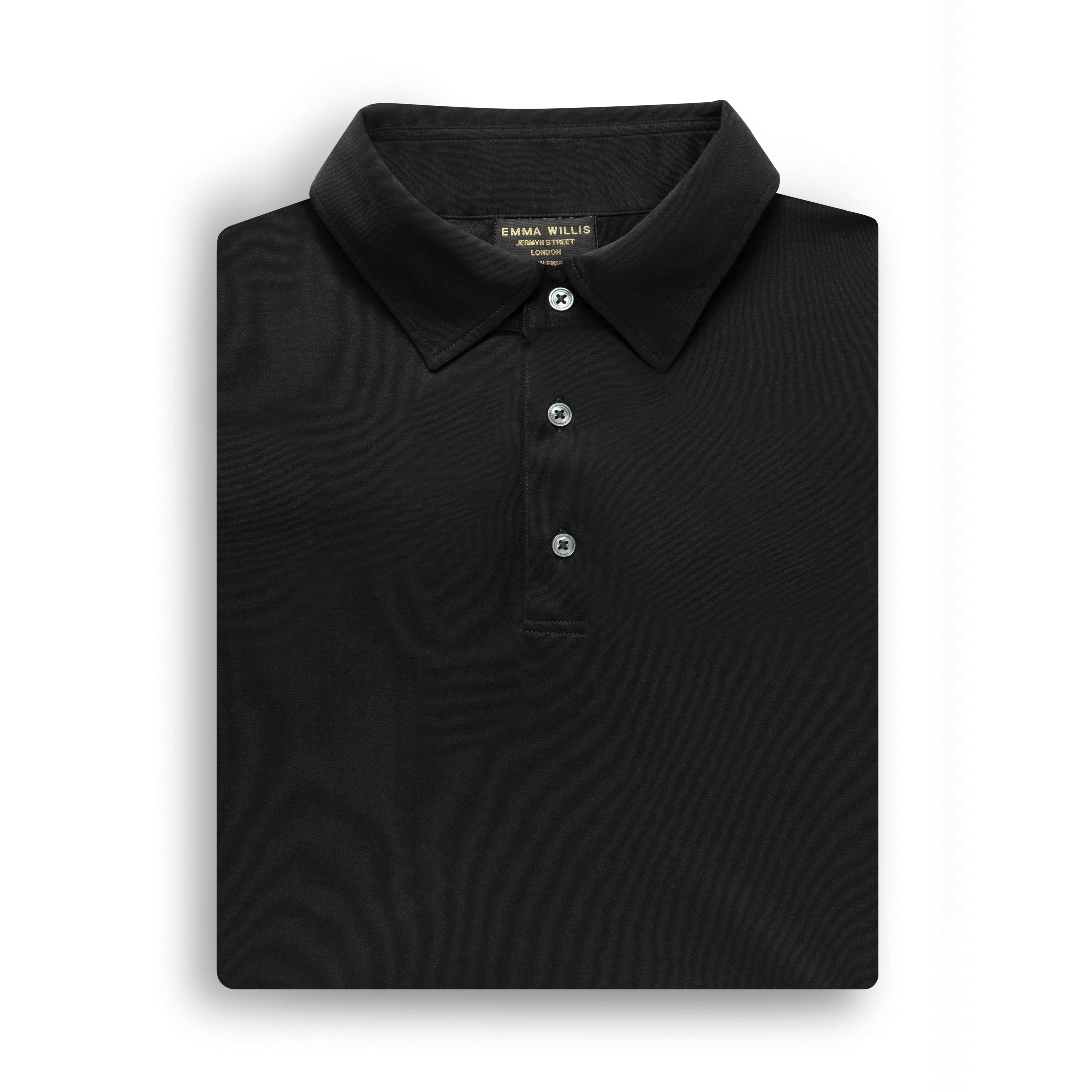 Black Cotton Polo Shirt - New