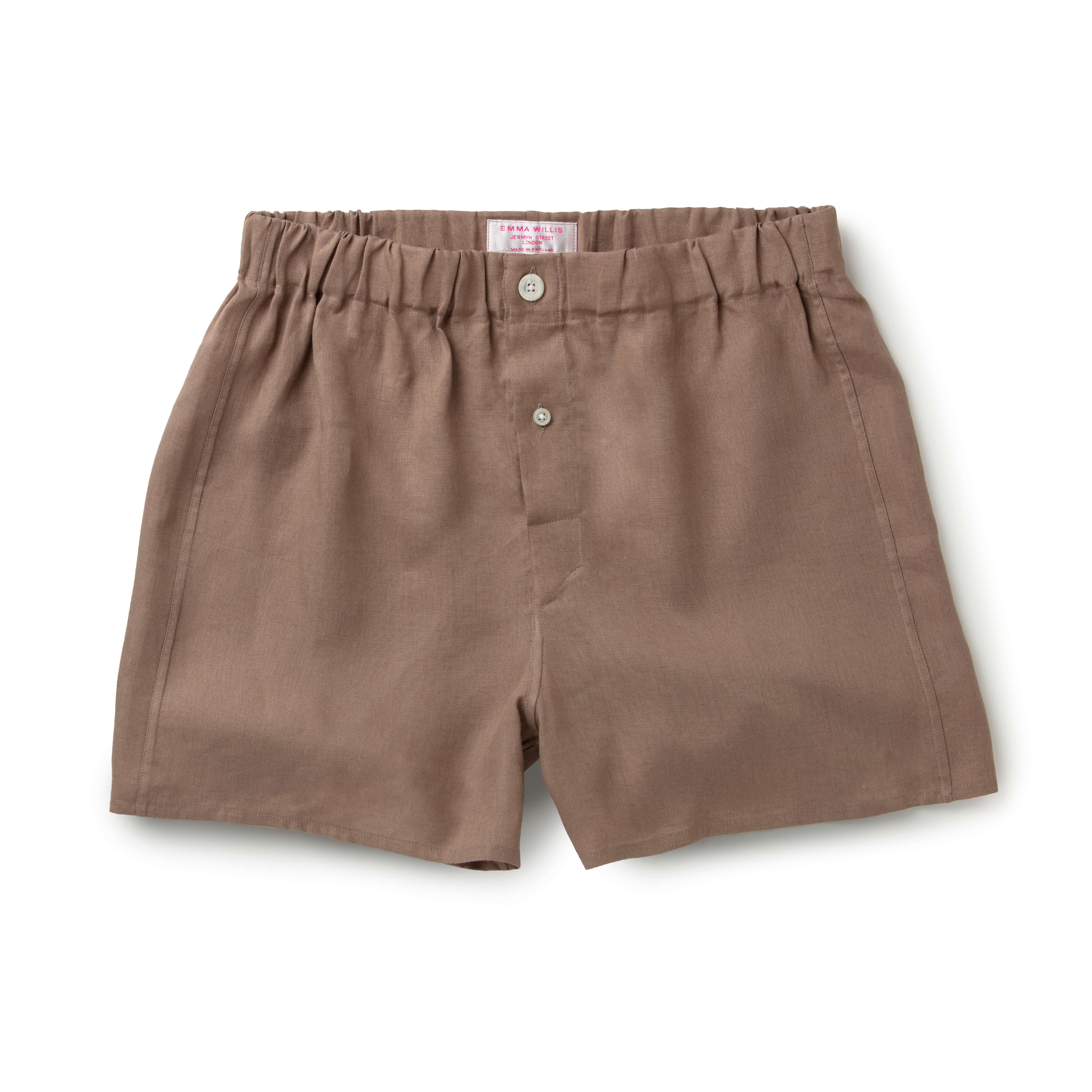 Cacao Linen Slim Fit Boxer Shorts - New