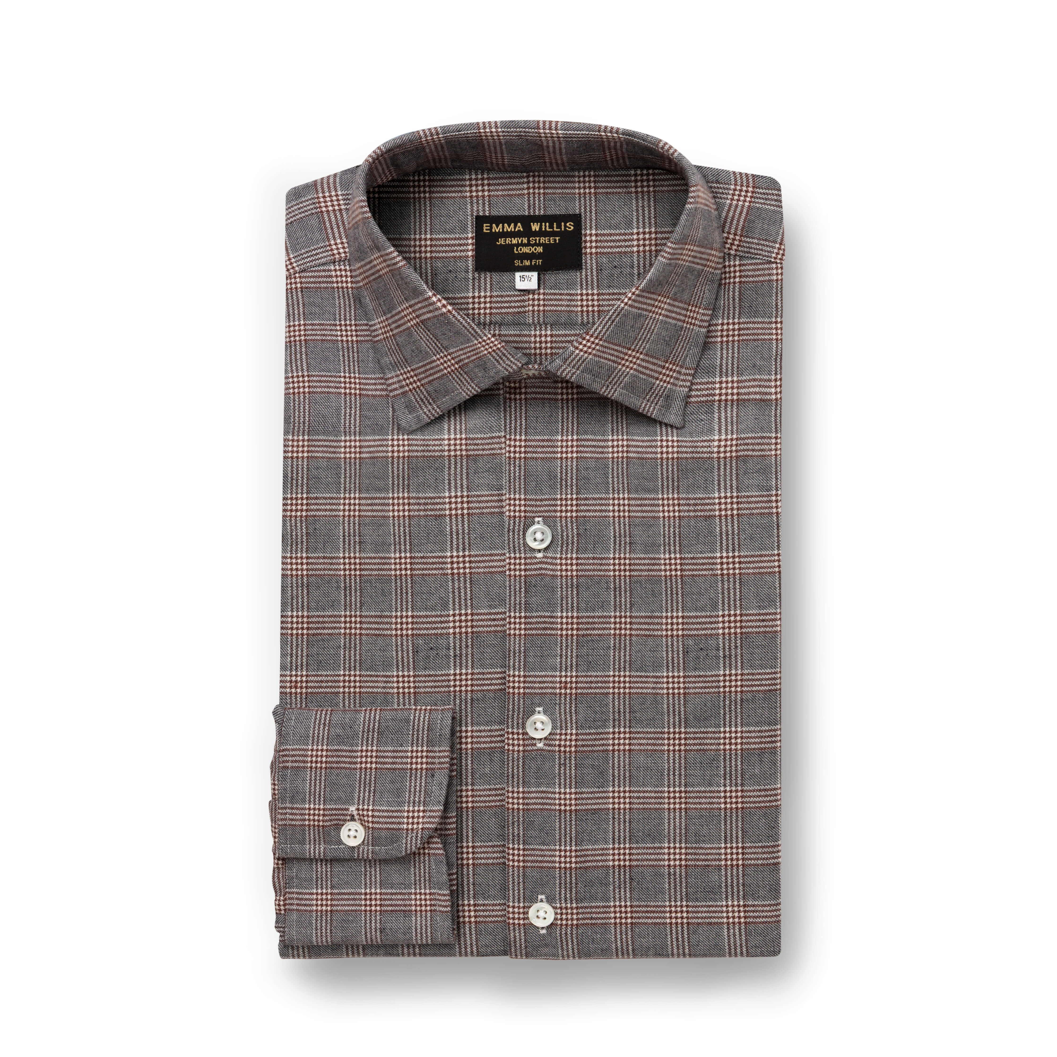 Charcoal Plaid Wool Cotton Blend Shirt - New