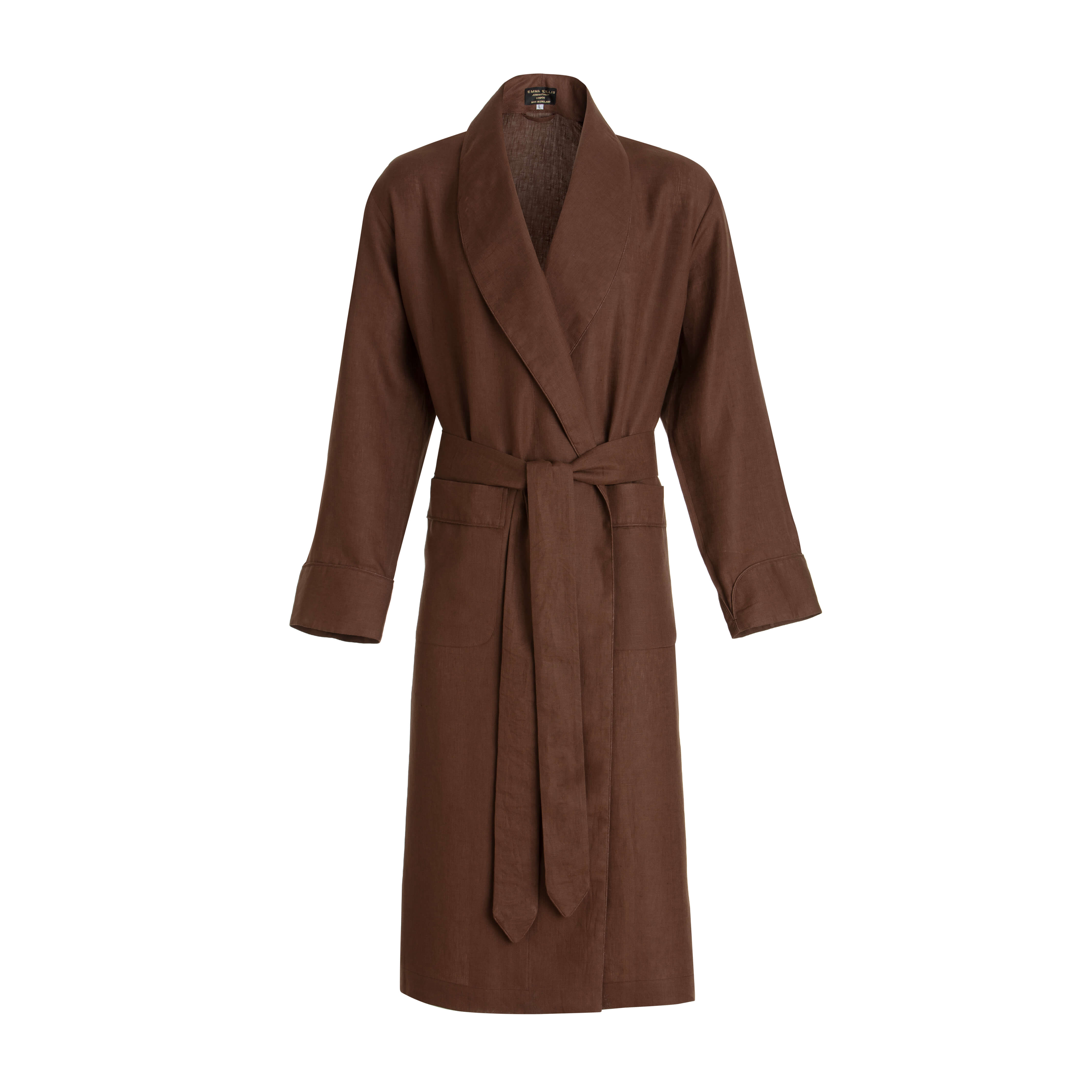 Chocolate Linen Dressing Gown - New