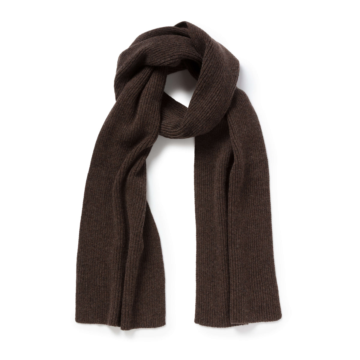Chocolate Ribbed Cashmere Scarf