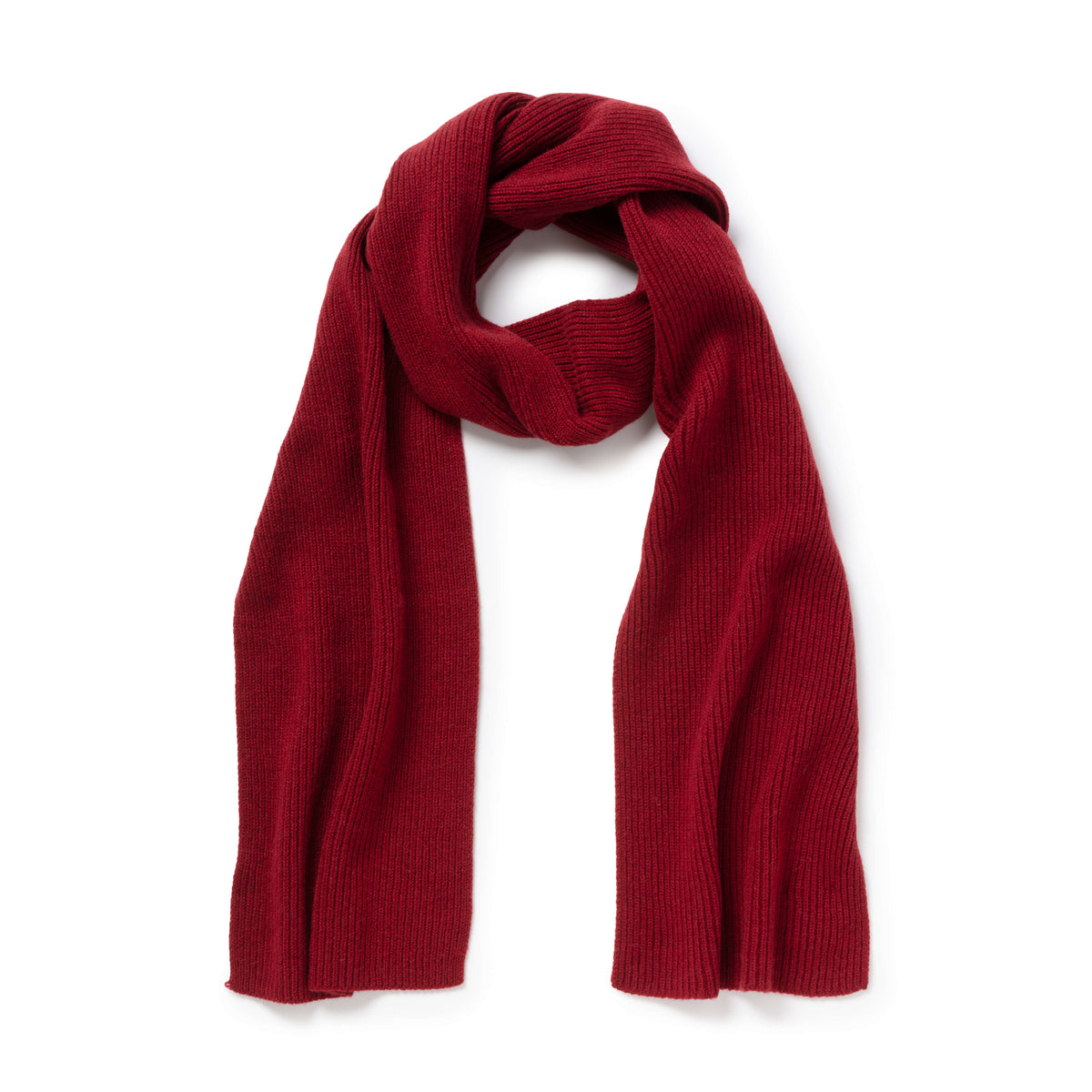 Claret Ribbed Cashmere Scarf