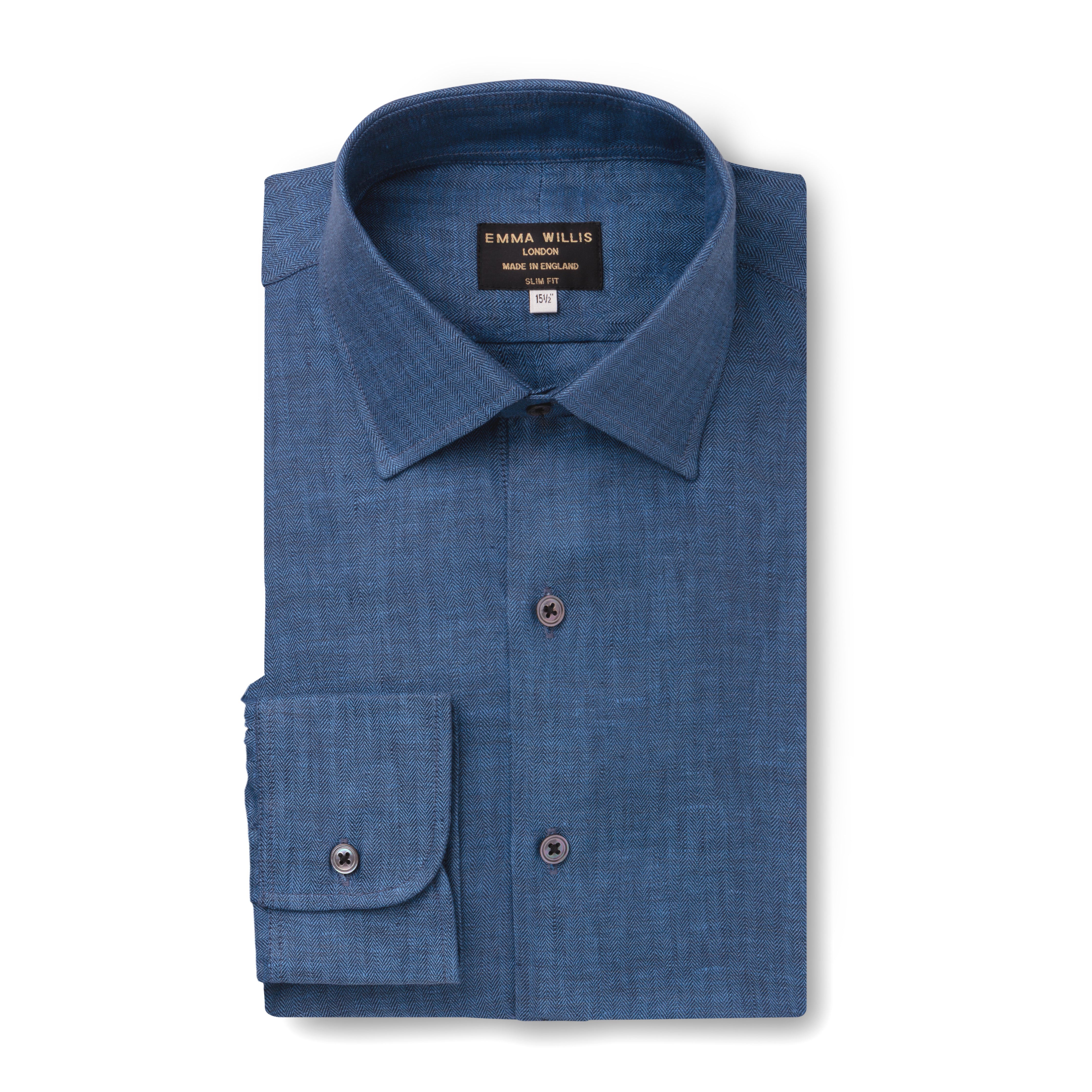 Denim Herringbone Linen Shirt