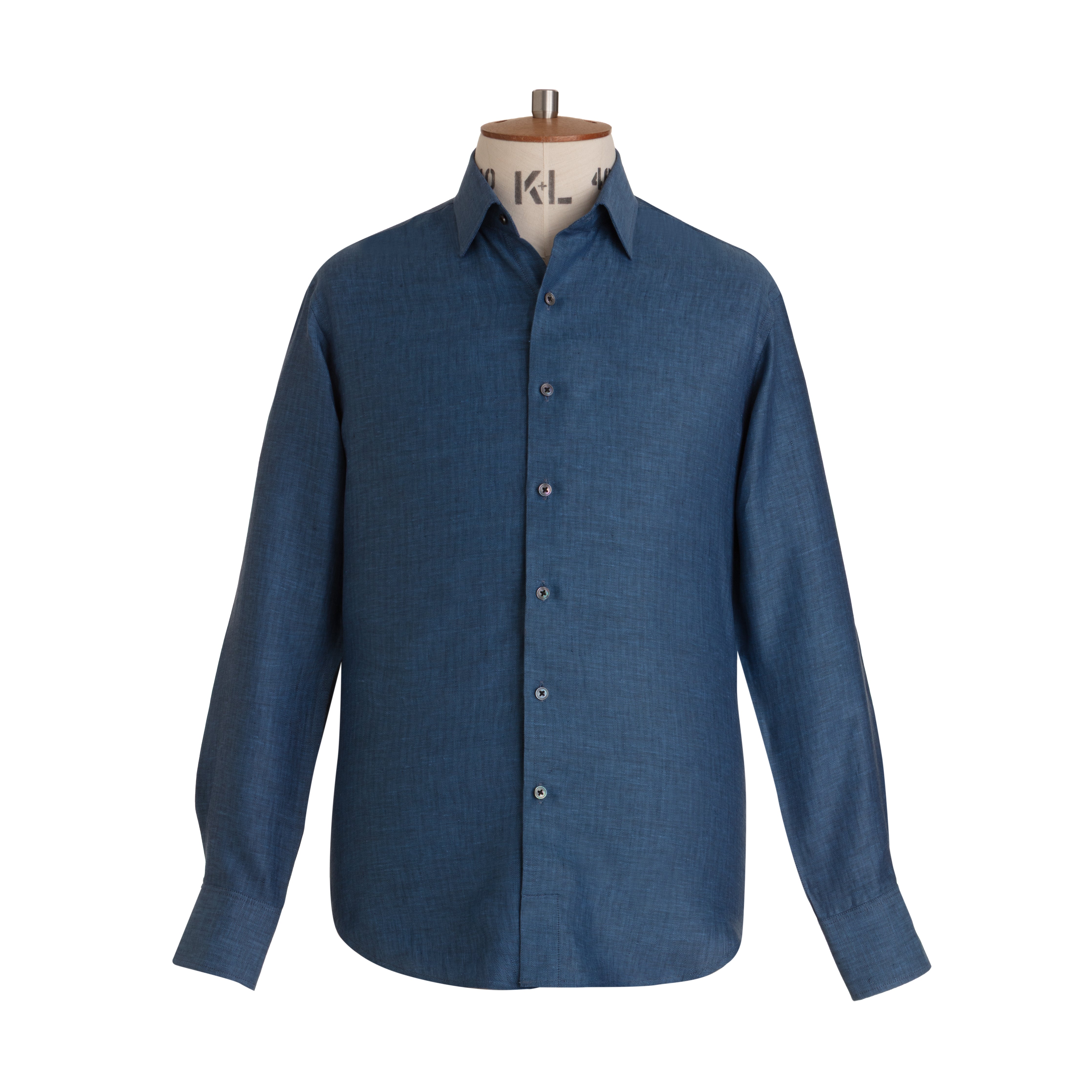 Denim Herringbone Linen Shirt