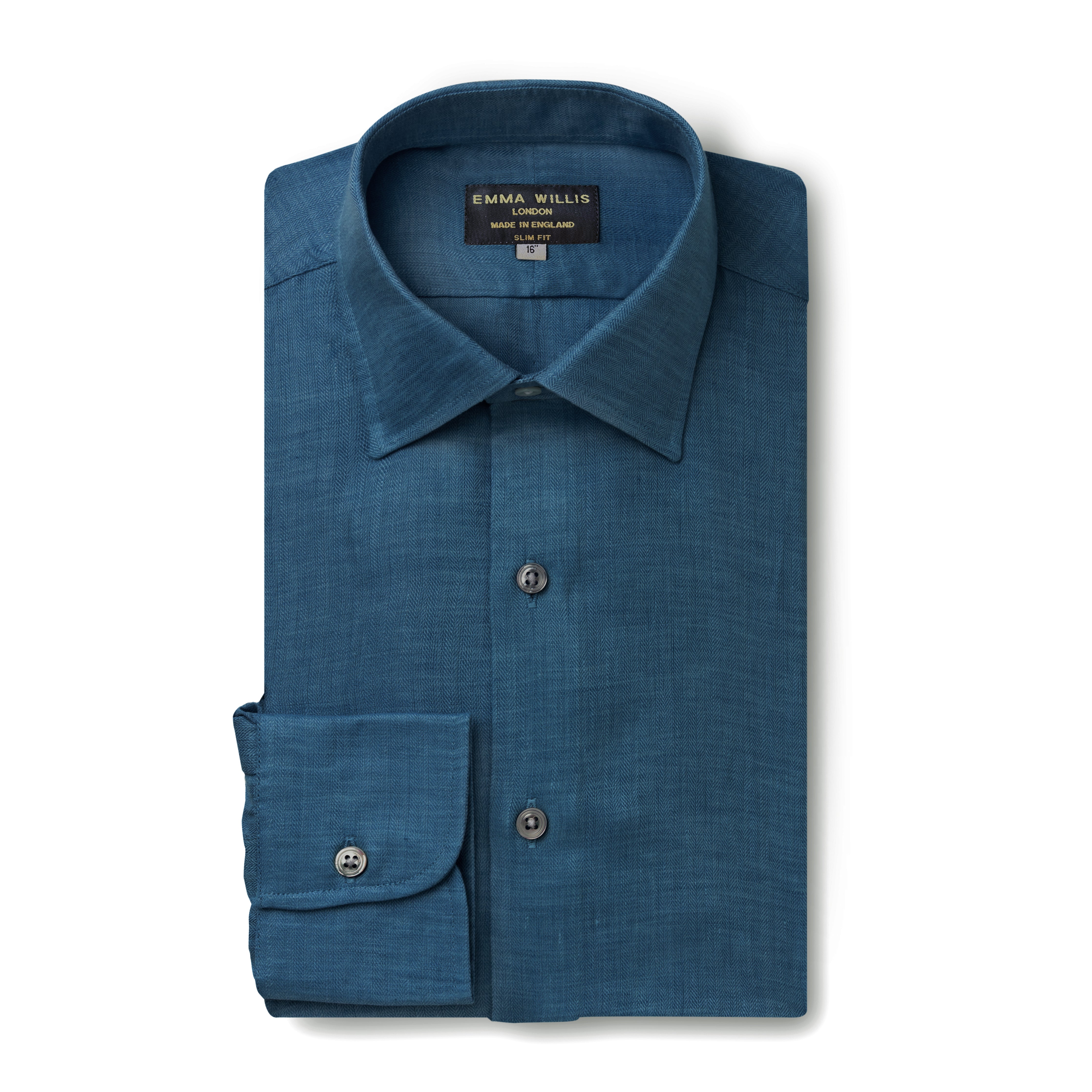 Indigo Herringbone Linen Shirt