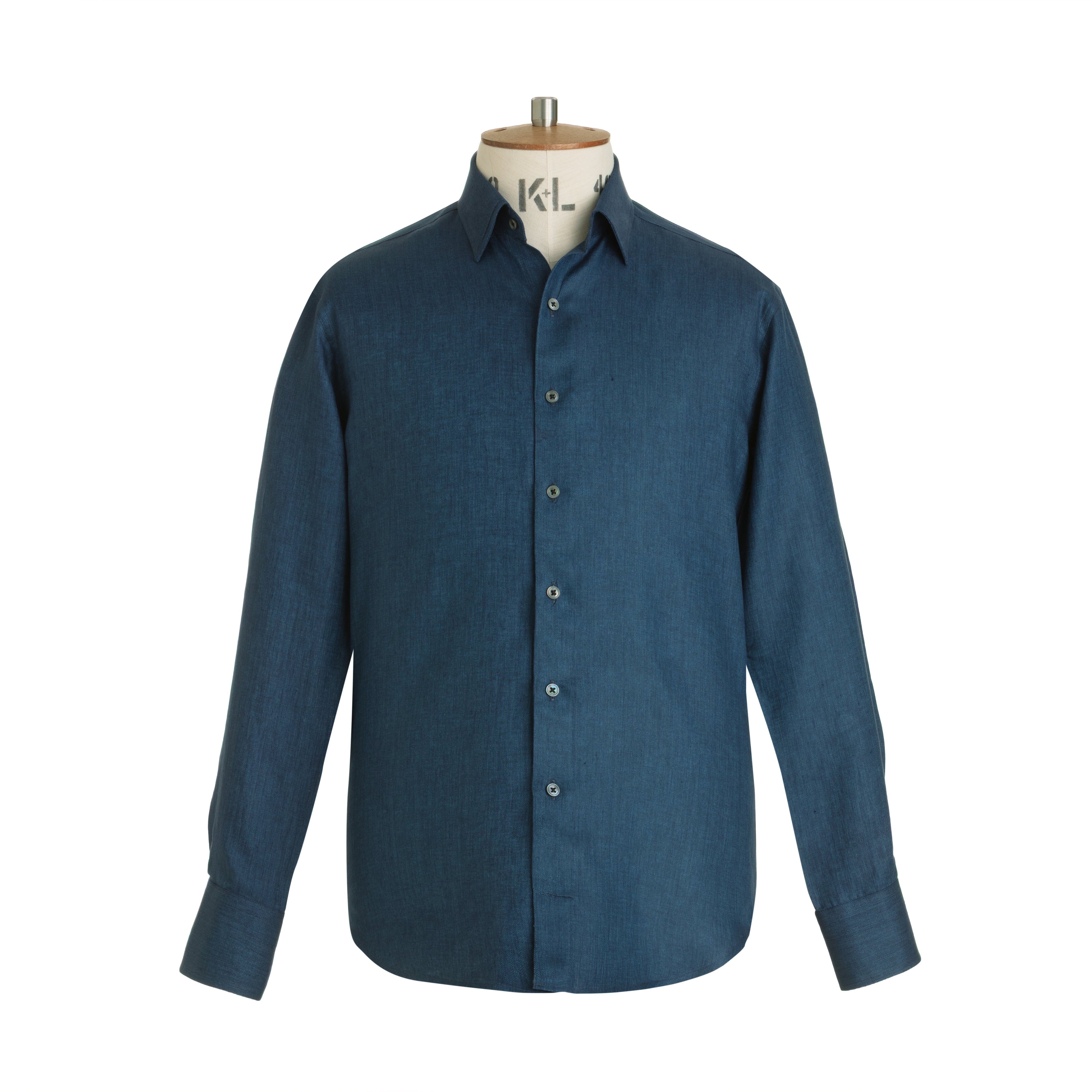 Indigo Herringbone Linen Shirt