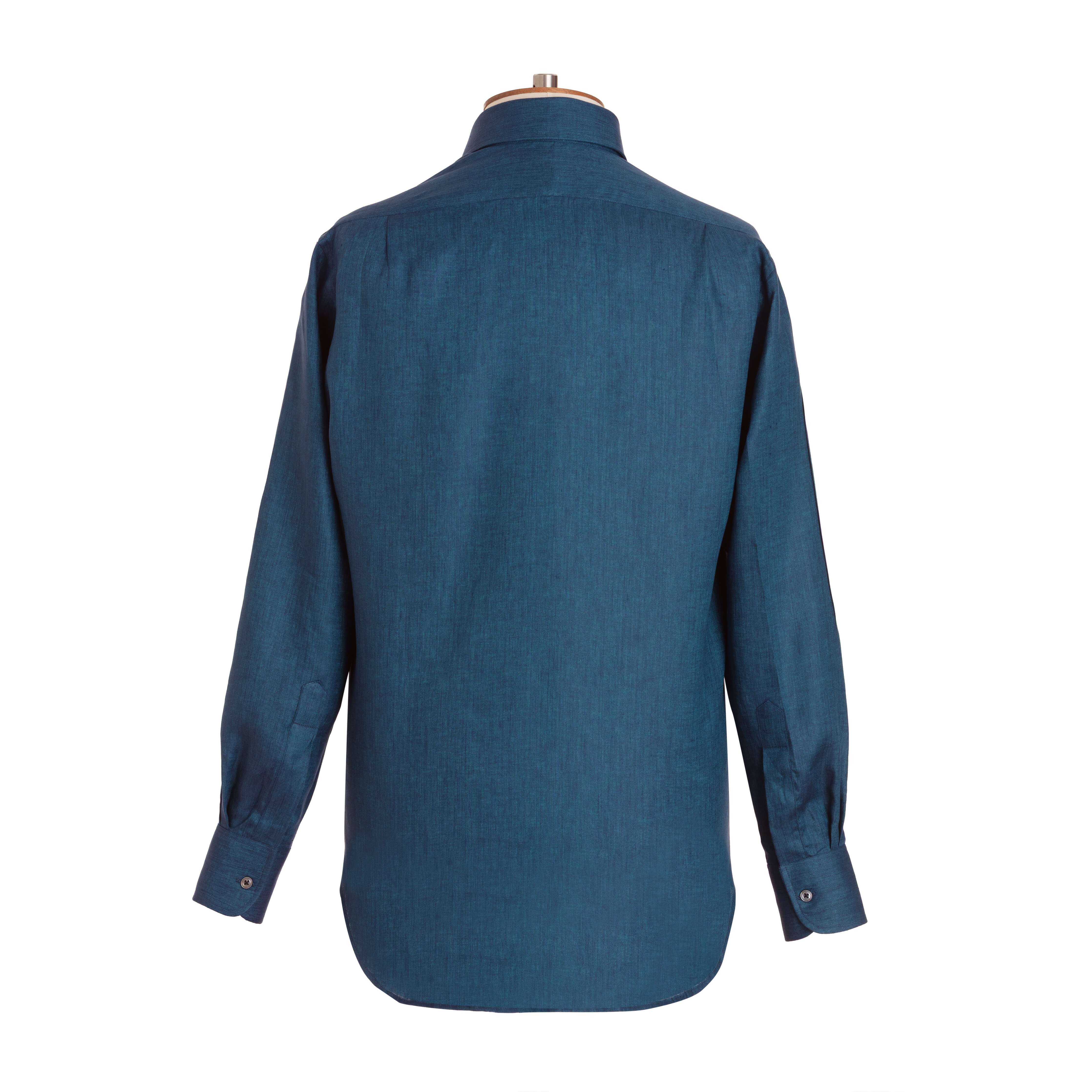 Indigo Herringbone Linen Shirt