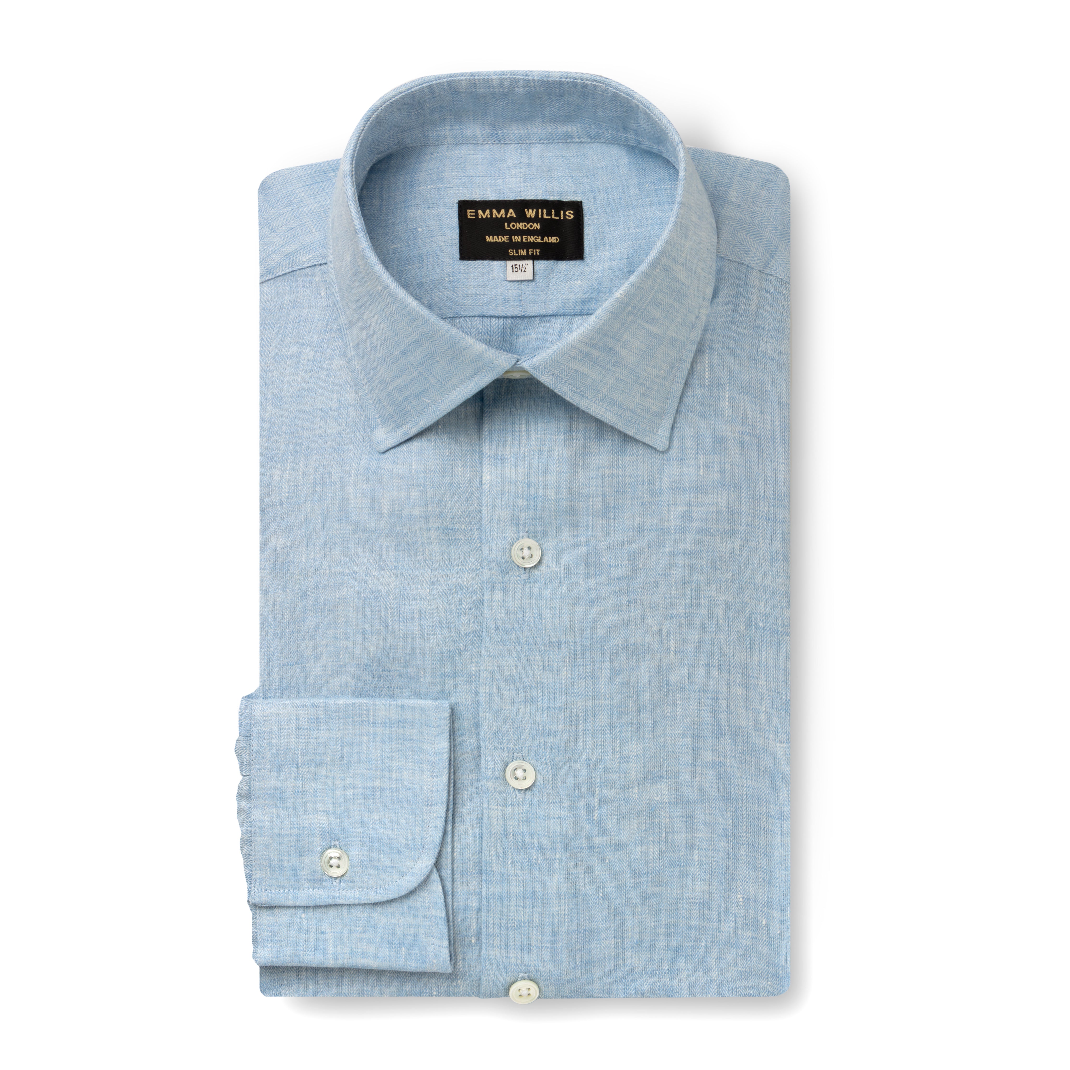 Sky Herringbone Linen Shirt