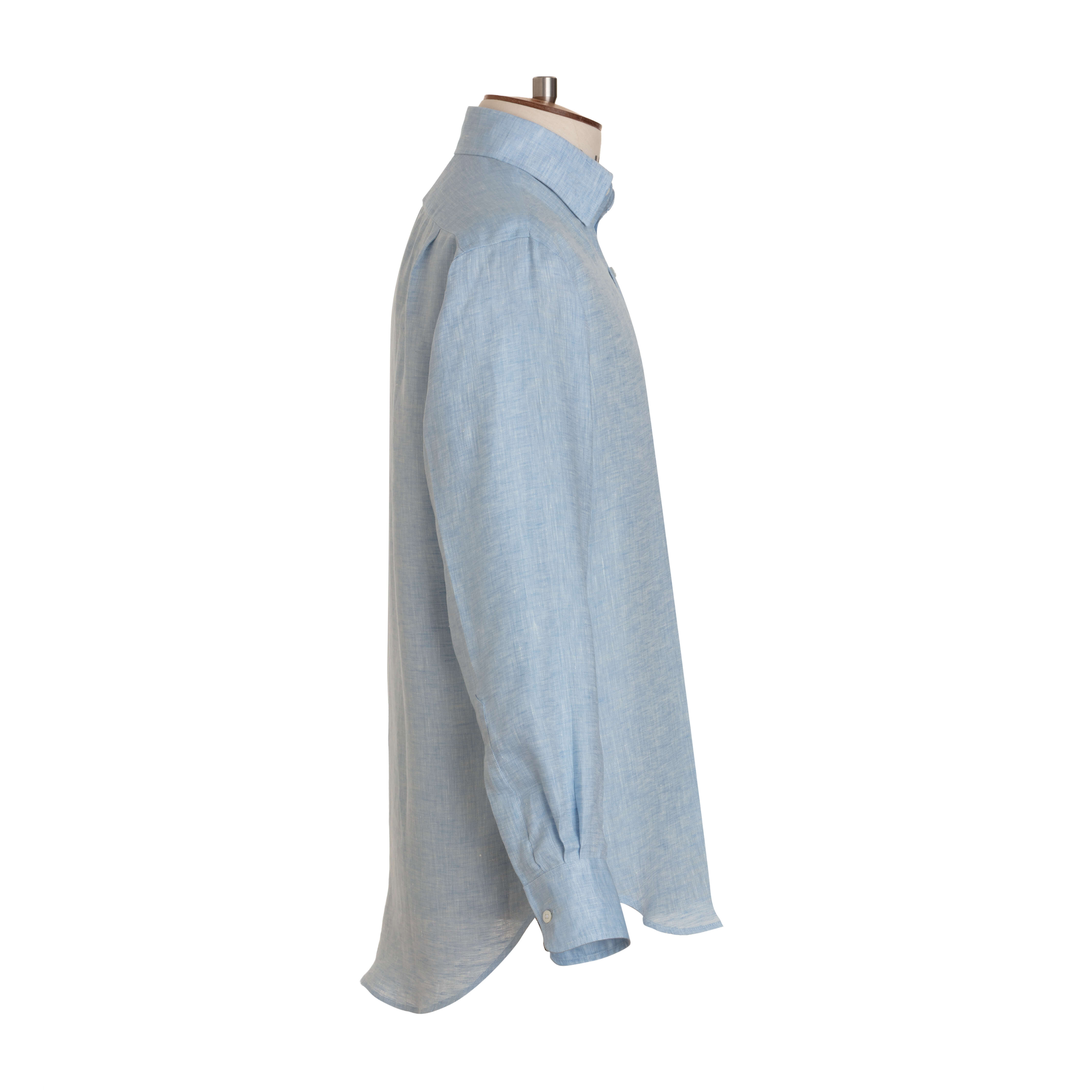 Sky Herringbone Linen Shirt