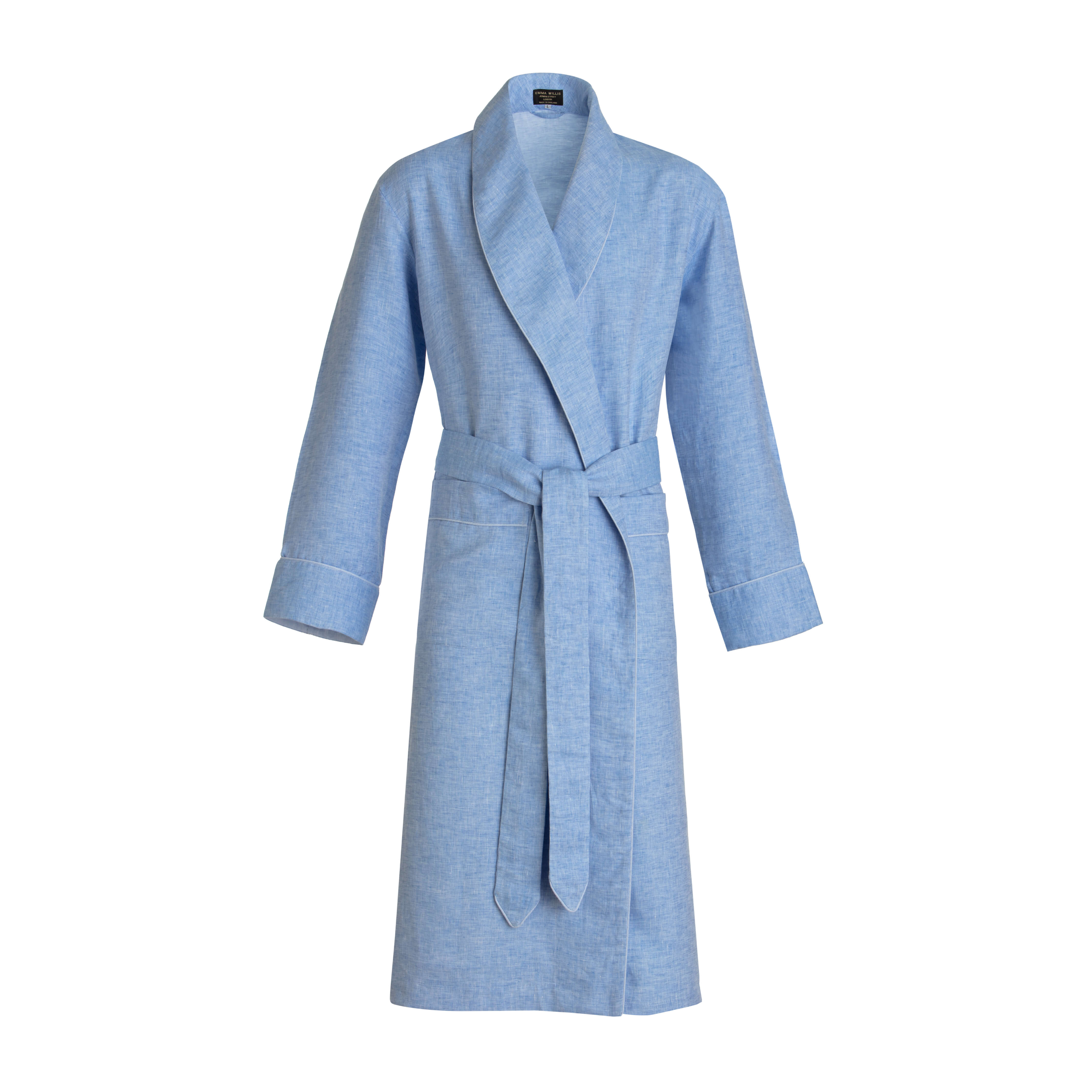 Faded Sky Linen Dressing Gown - New