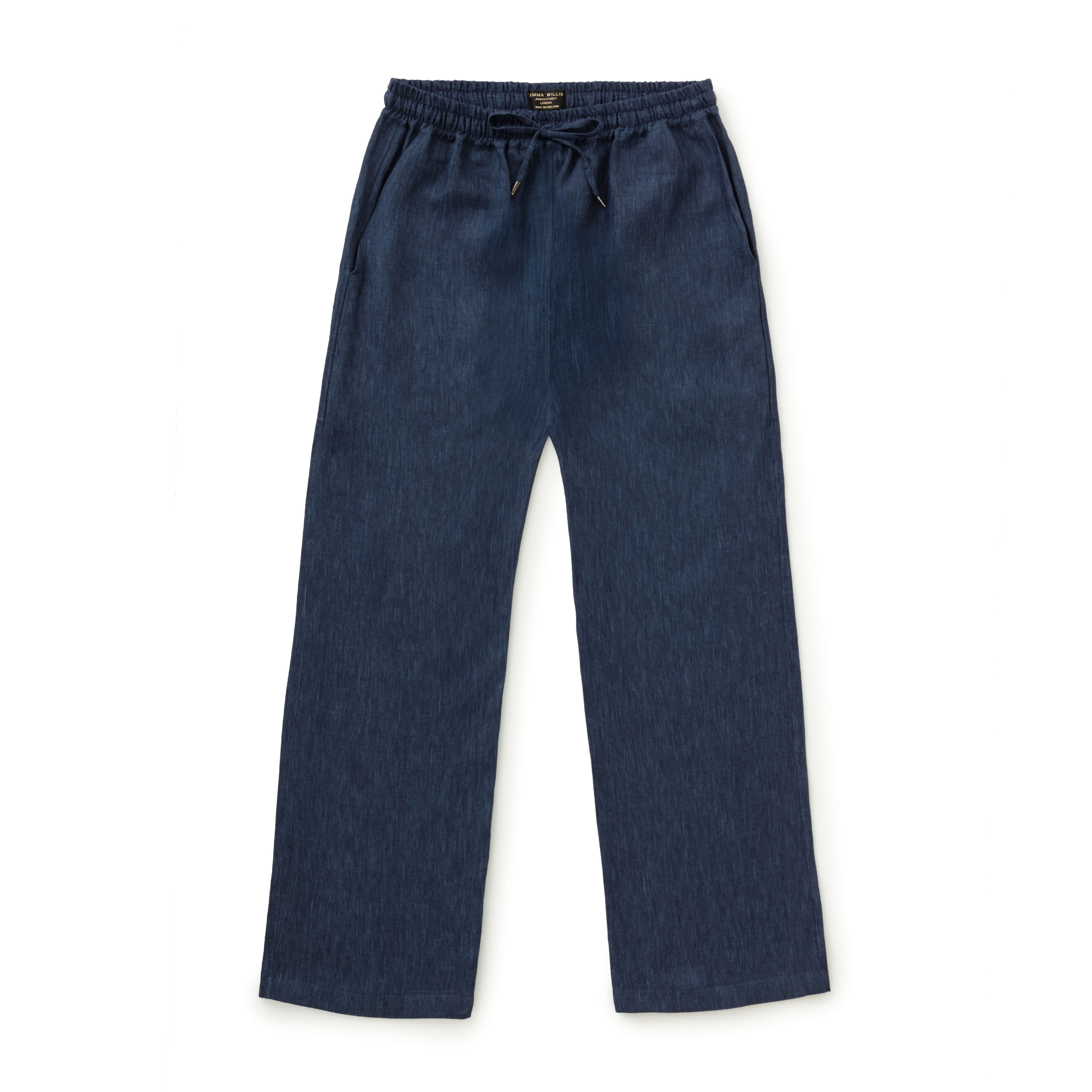 Ink Denim Twill Linen Trousers - New