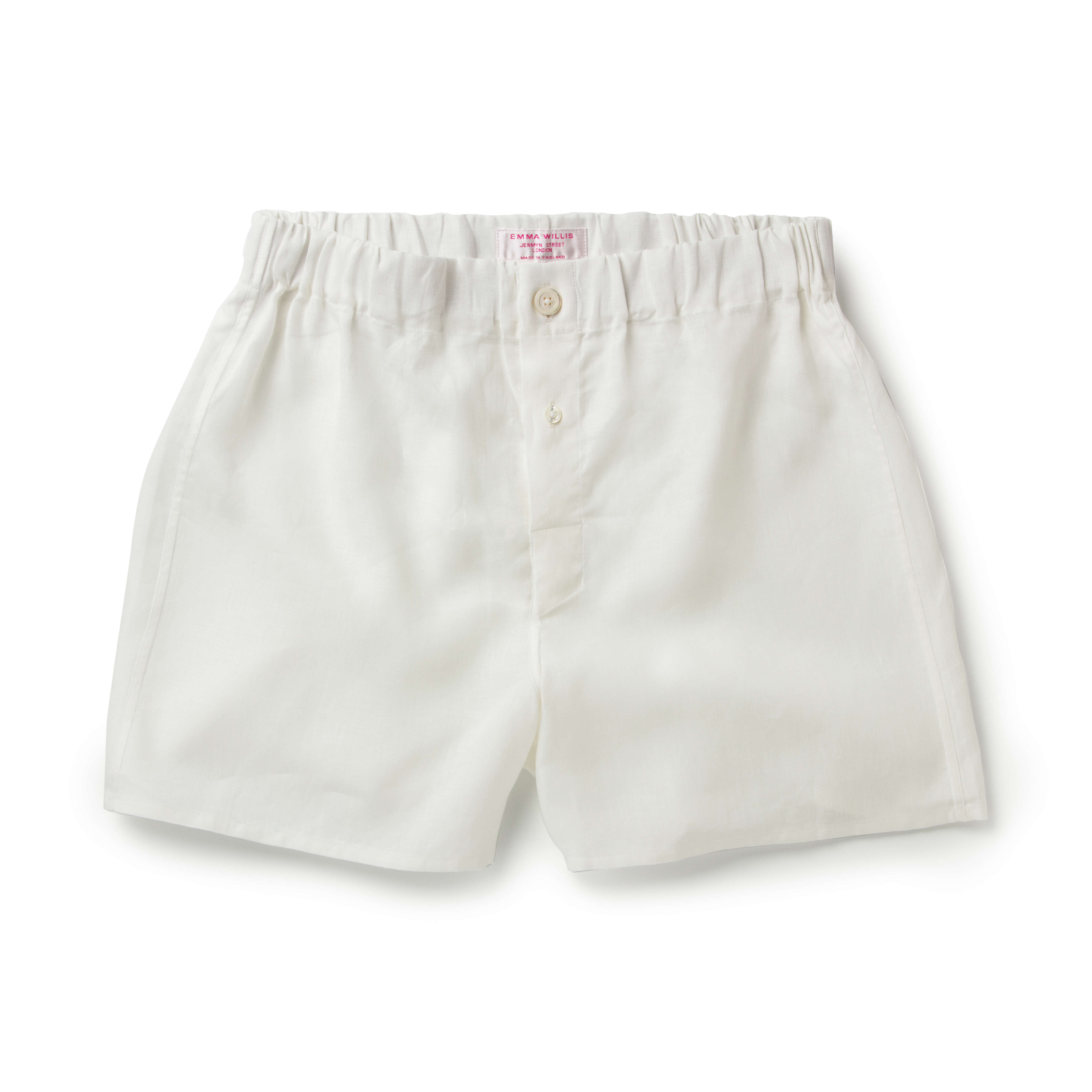 Ivory Linen Slim Fit Boxer Shorts - New