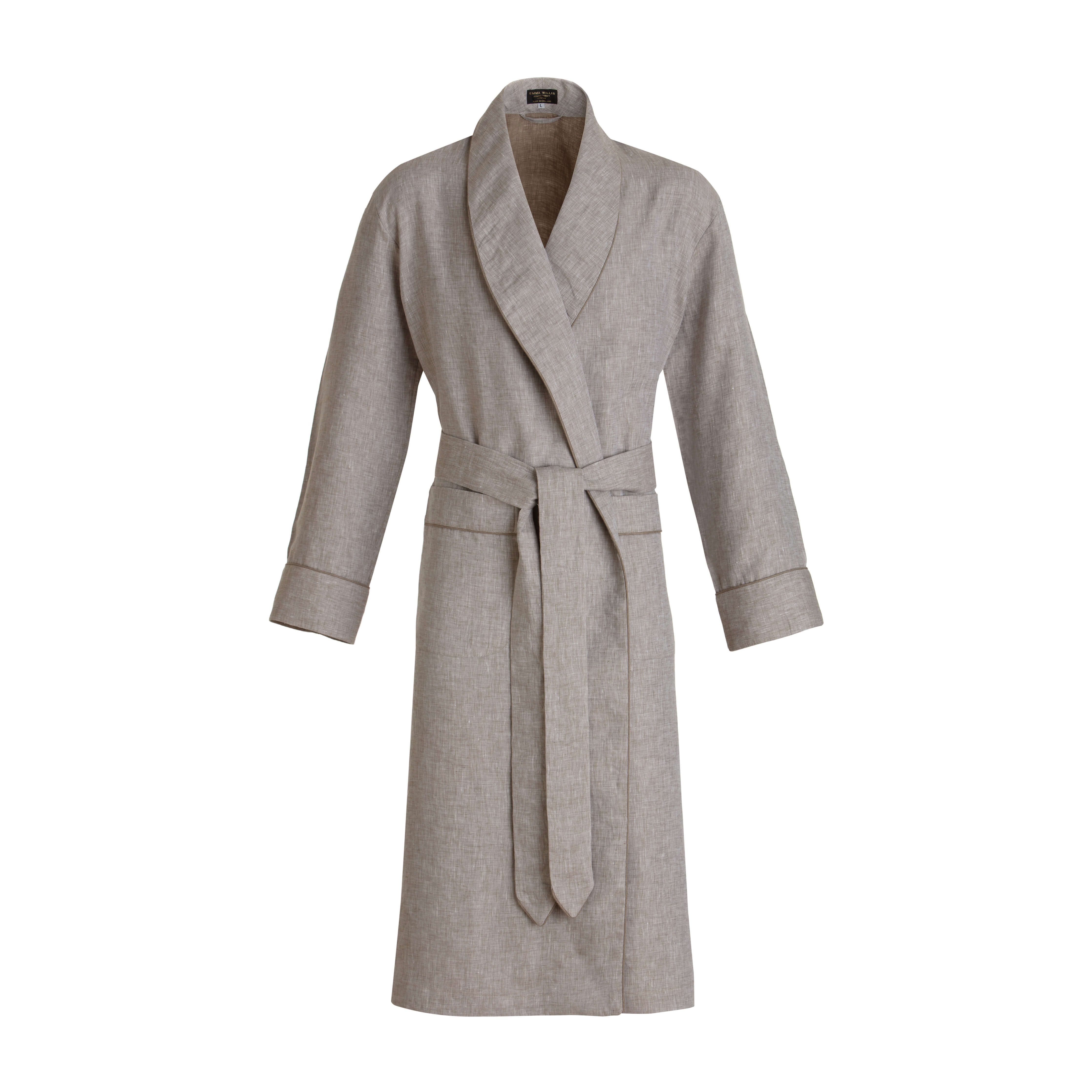Latte Linen Dressing Gown - New