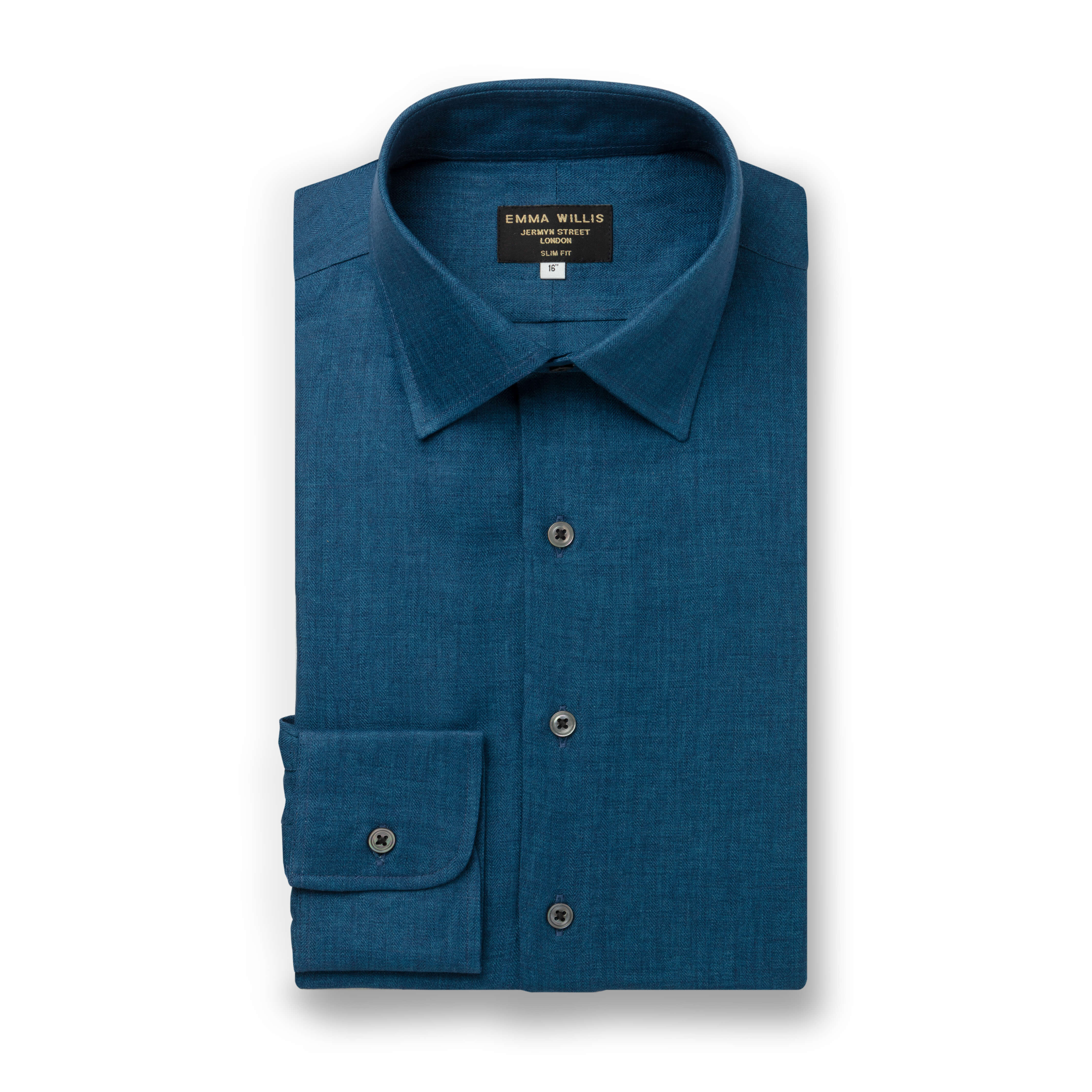 Midnight Herringbone Linen Shirt - New