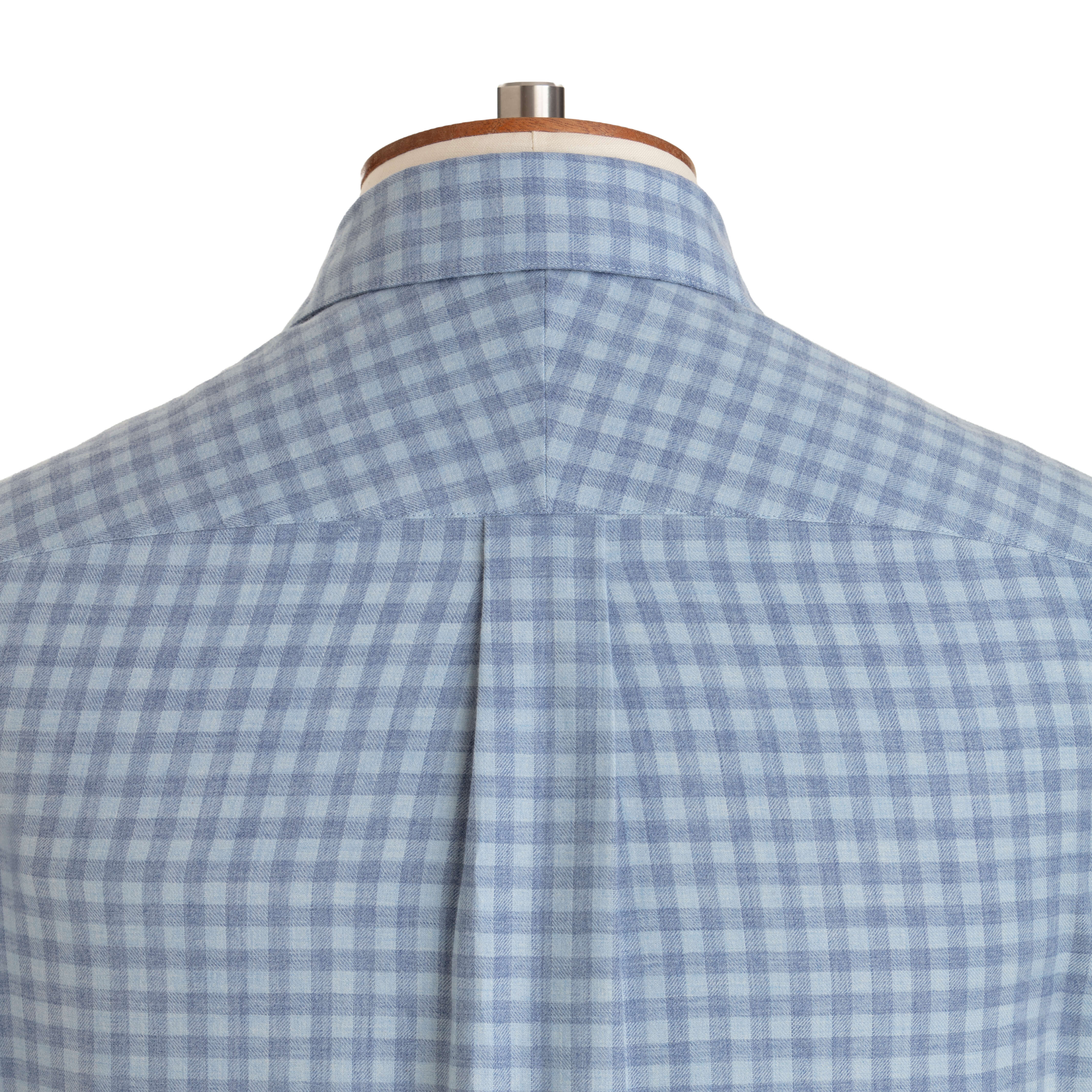Pale Blue Gingham Wool Cotton Blend Over Shirt - New