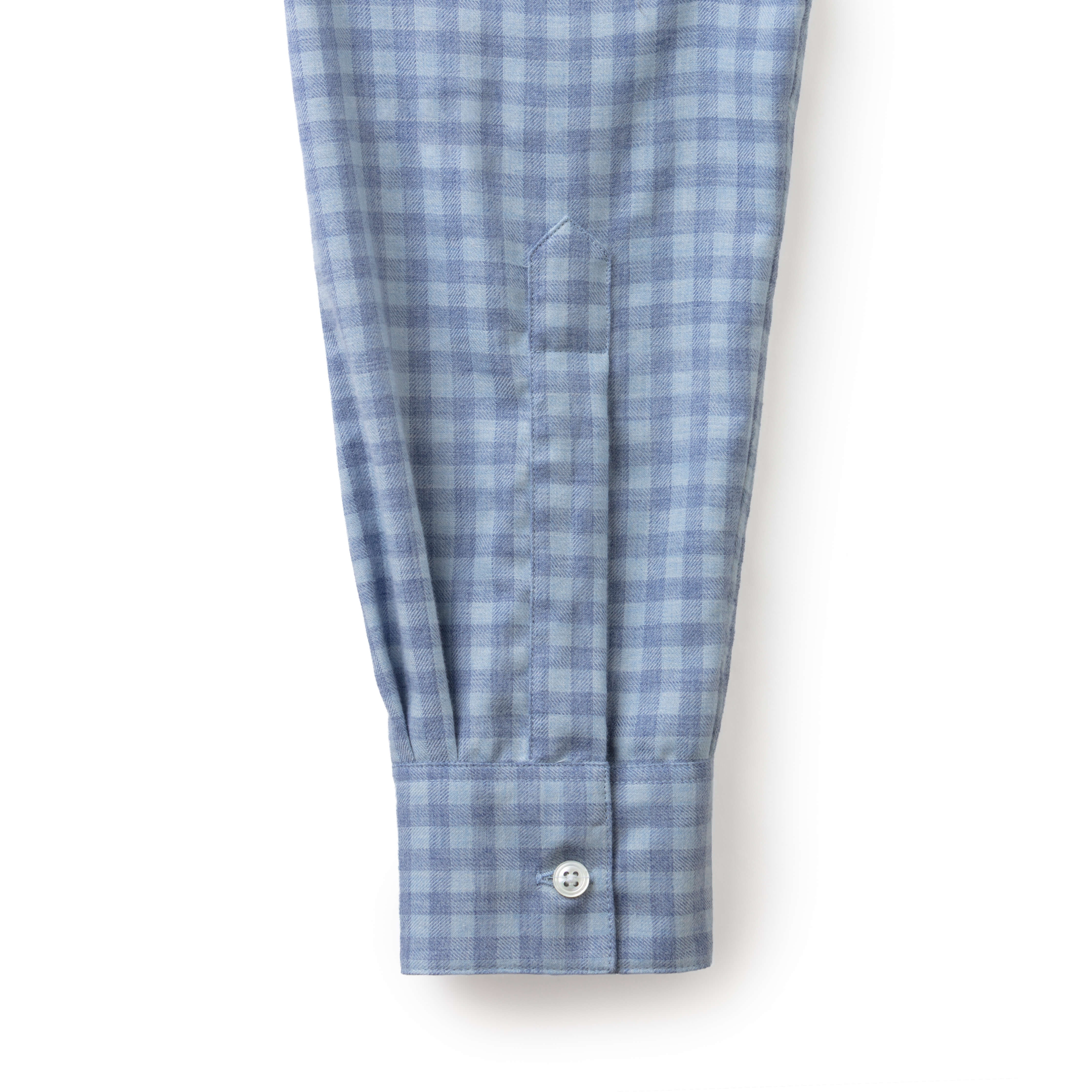 Pale Blue Gingham Wool Cotton Blend Over Shirt - New