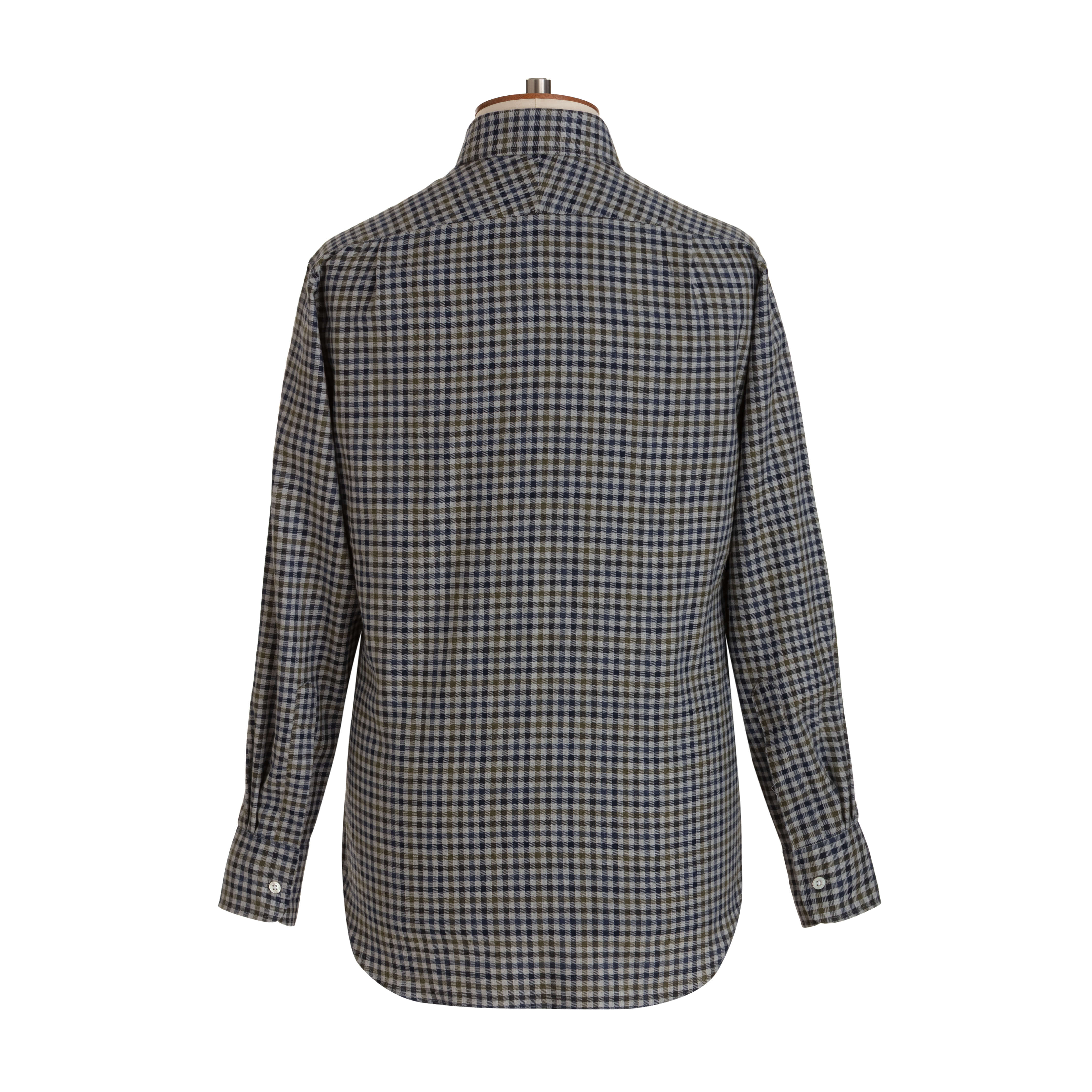Sage/Navy Gingham Brushed Cotton Shirt - New