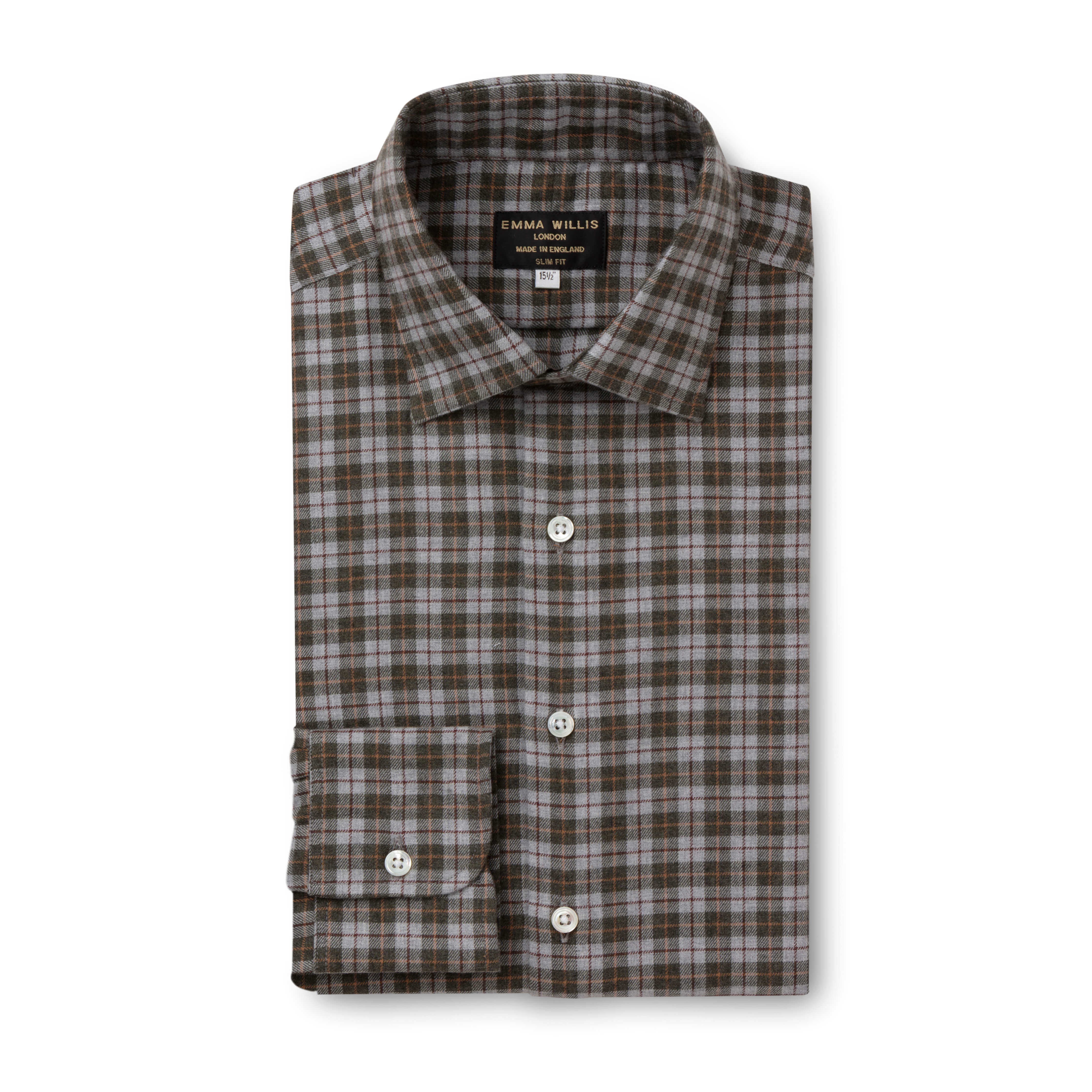 Sage/Ochre Check Brushed Cotton Shirt - New