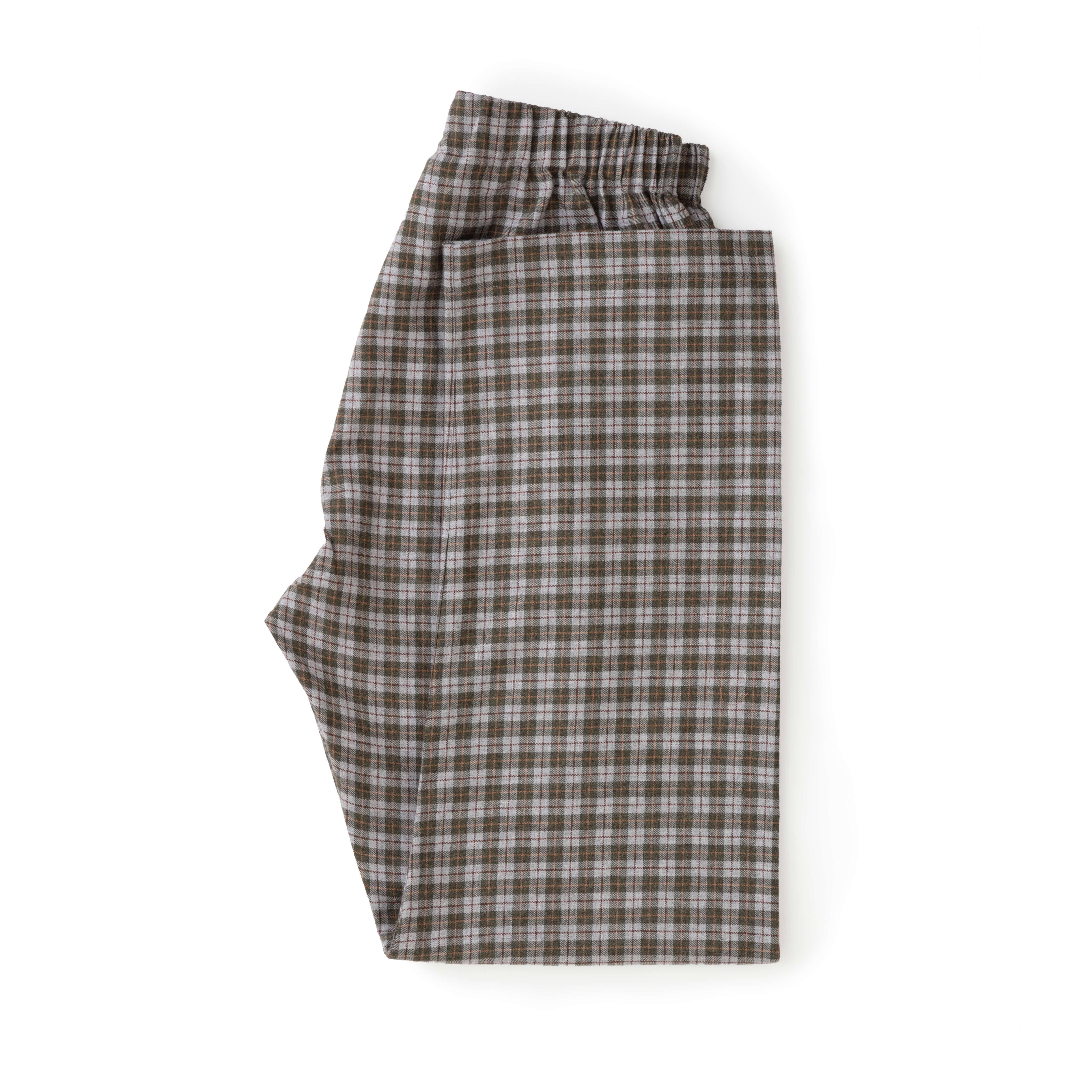 Sage/Ochre Check Brushed Cotton Pyjama Bottoms - New