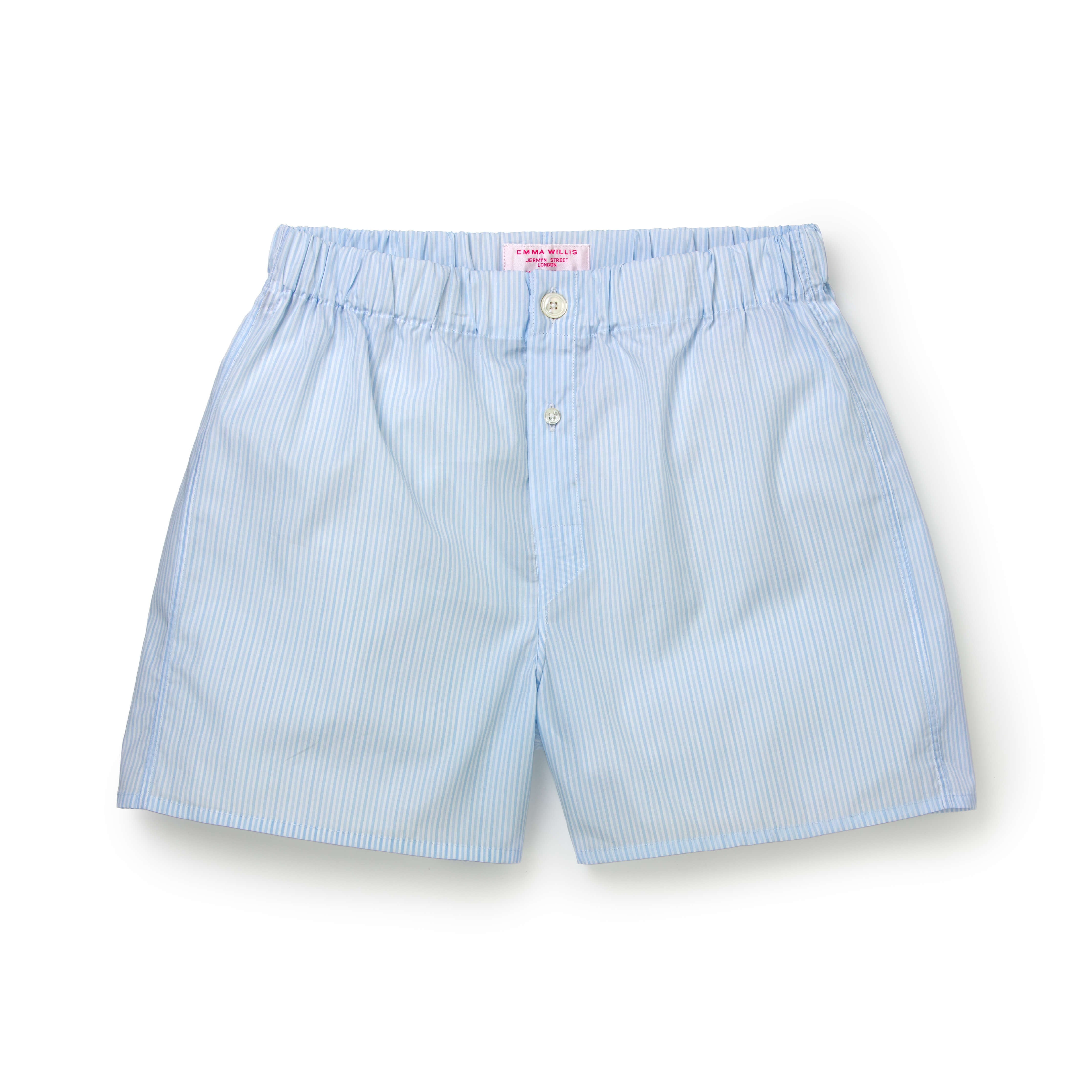 Sky/Blue/White Bengal Stripe Slim Fit Boxer Shorts - New