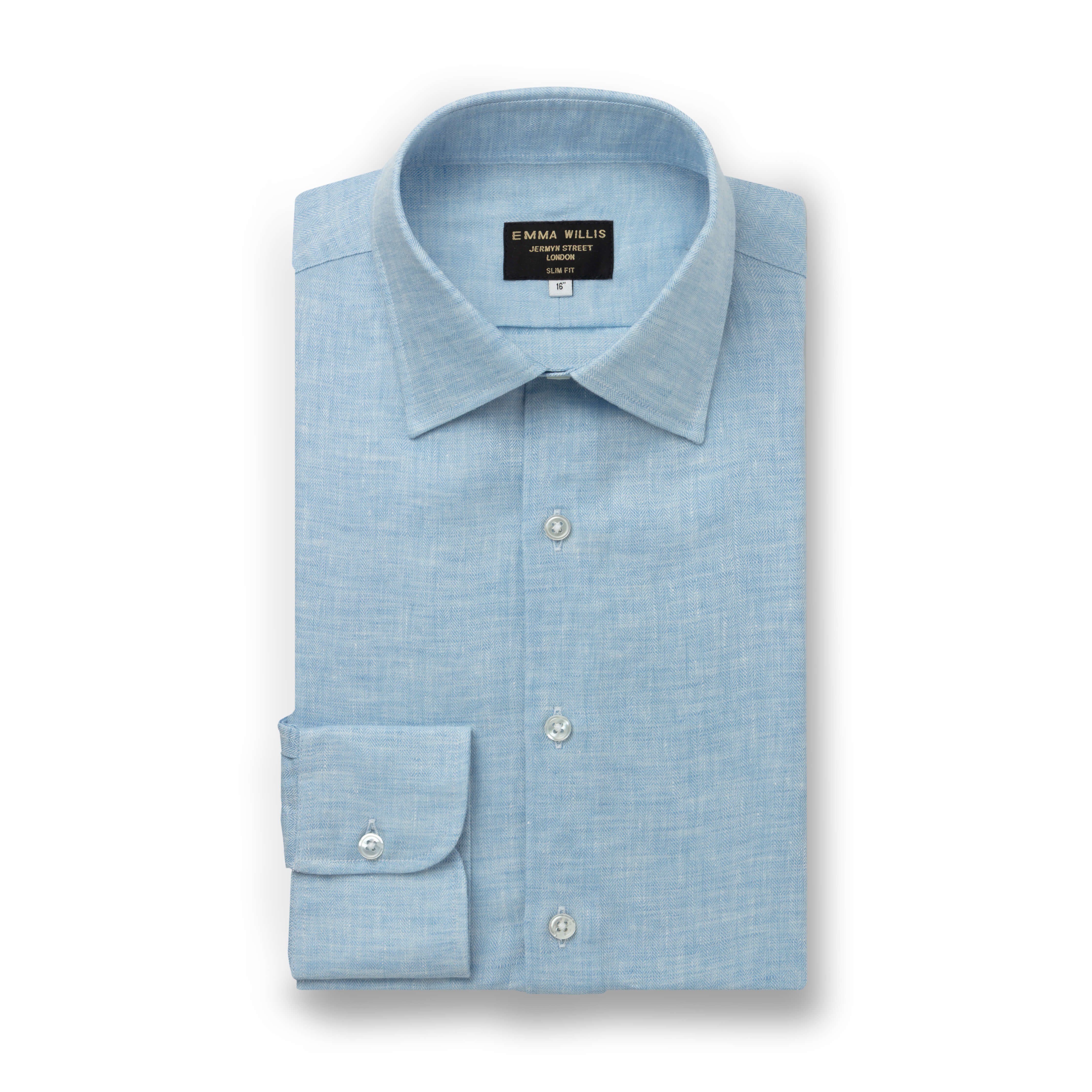 Sky Herringbone Linen Shirt - New