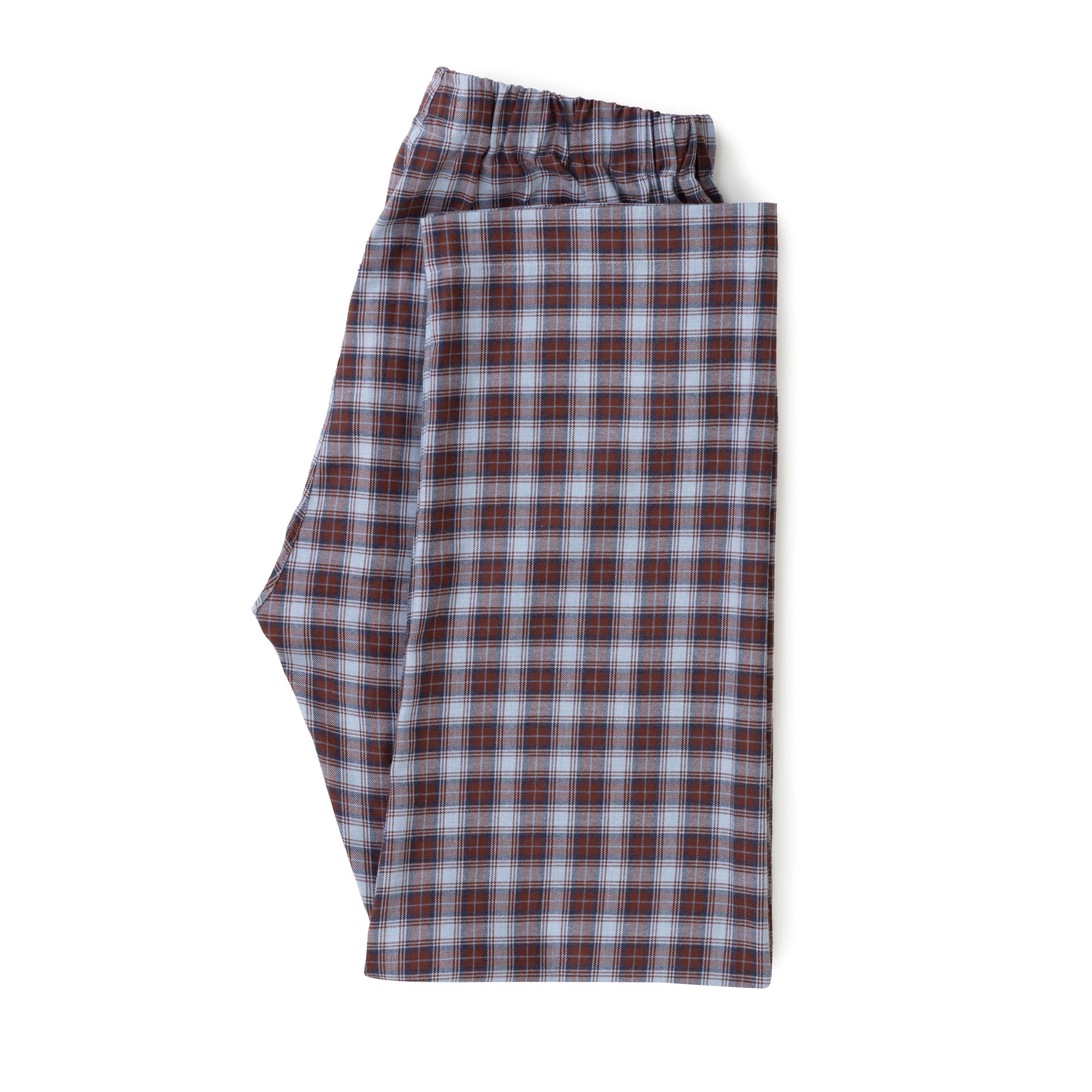 Sky/Burgundy Tartan Brushed Cotton Pyjama Bottoms - New