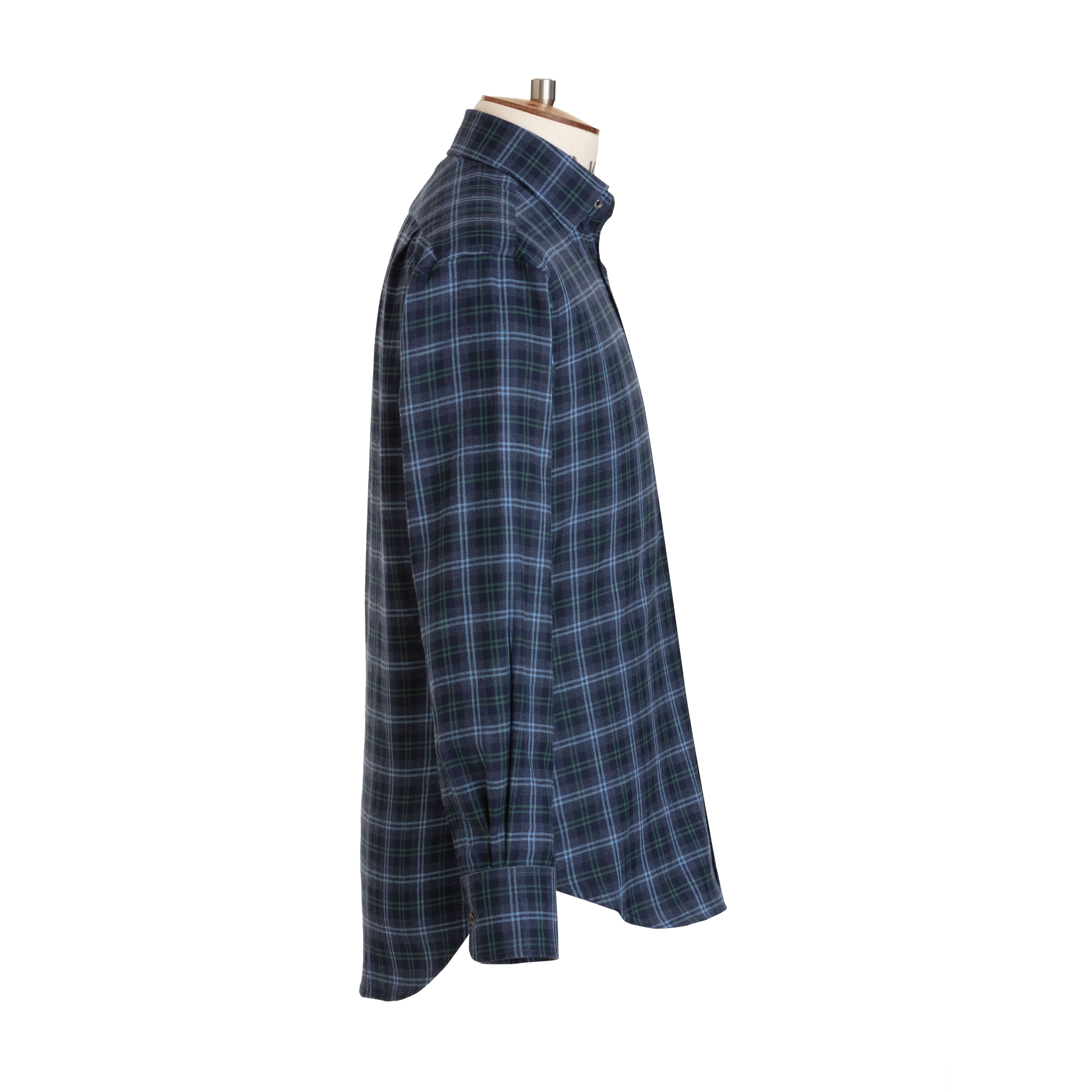 Sky/Navy/Green Tartan Brushed Cotton Shirt - New