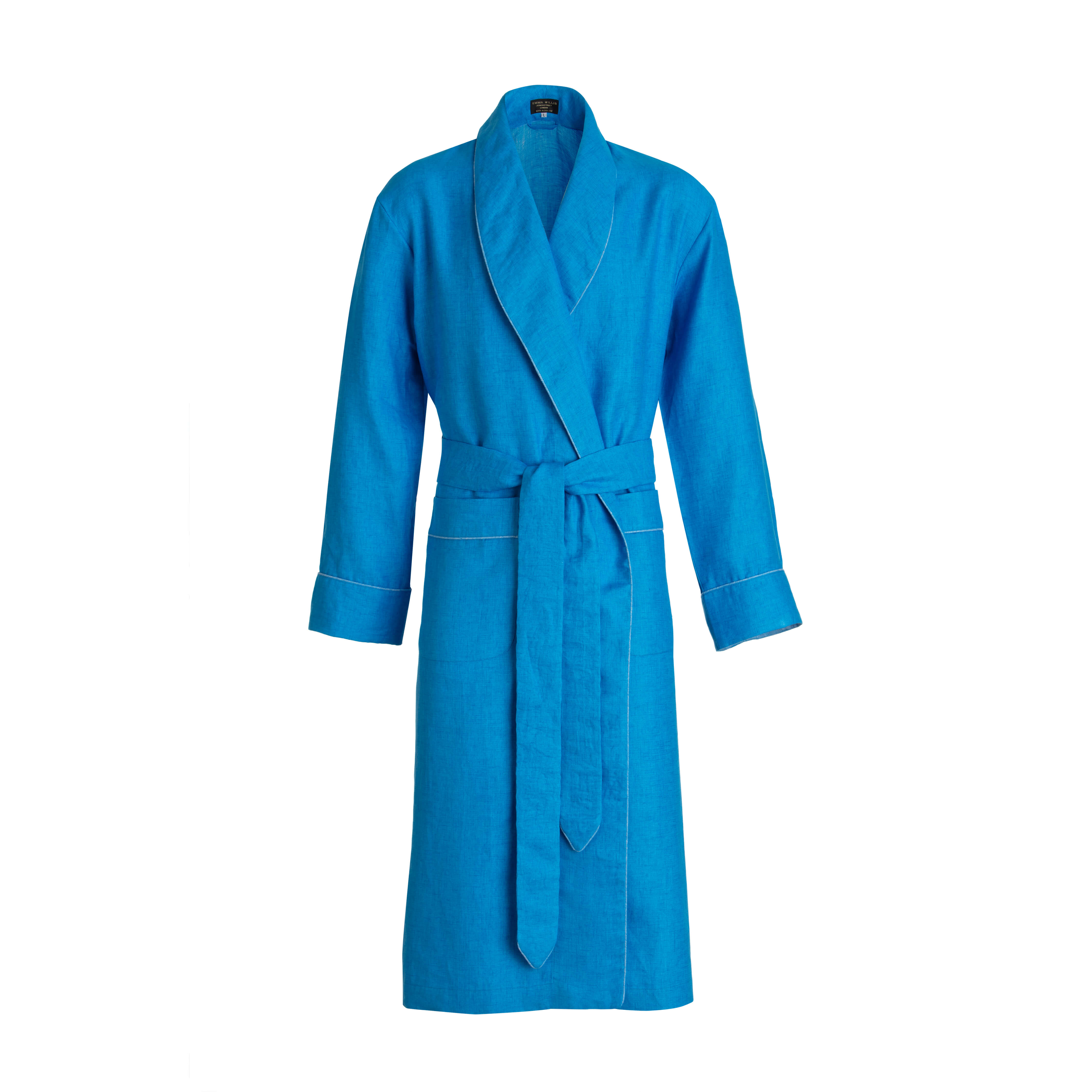 Turquoise Linen Dressing Gown - New