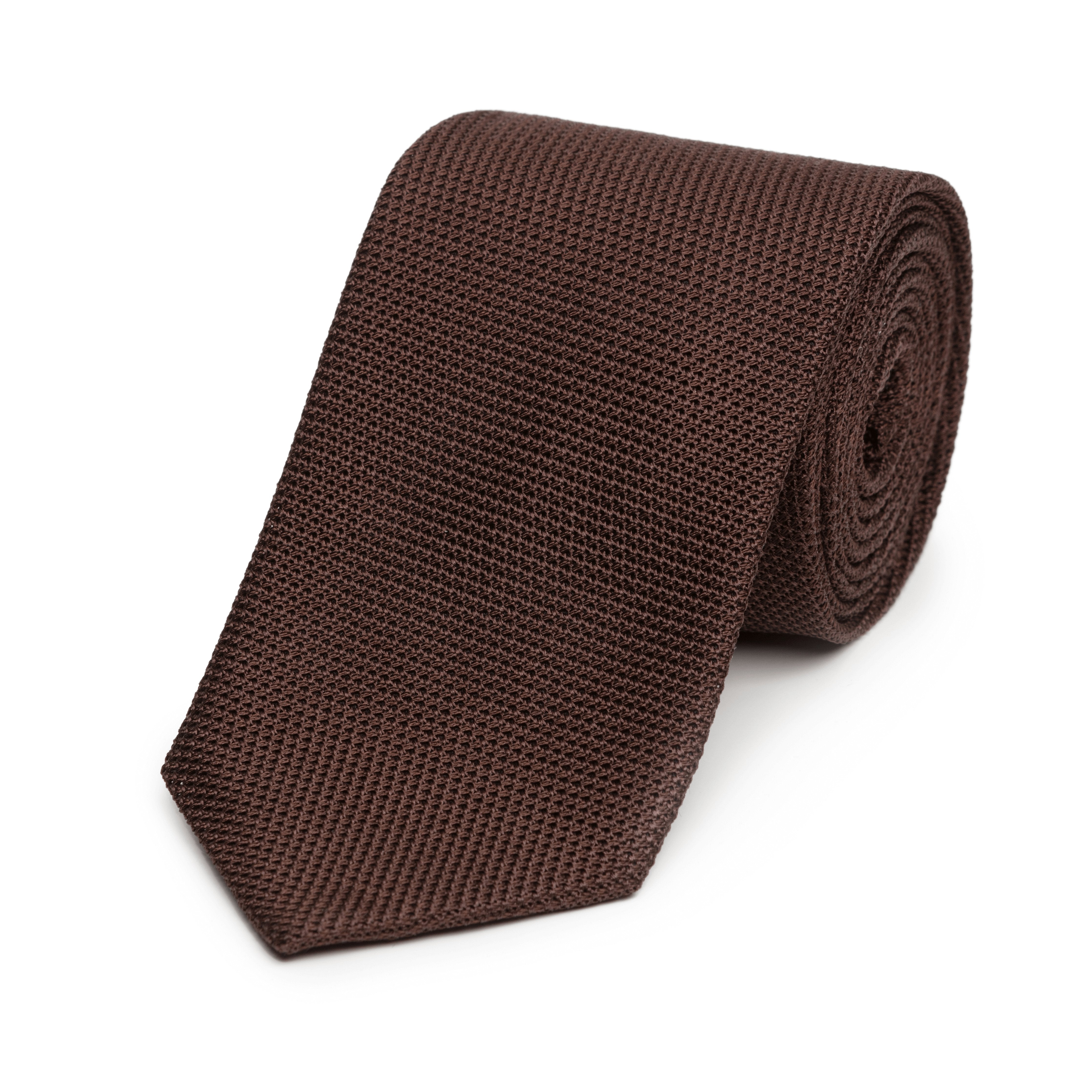 Chocolate Grenadine Silk Tie - Emma Willis