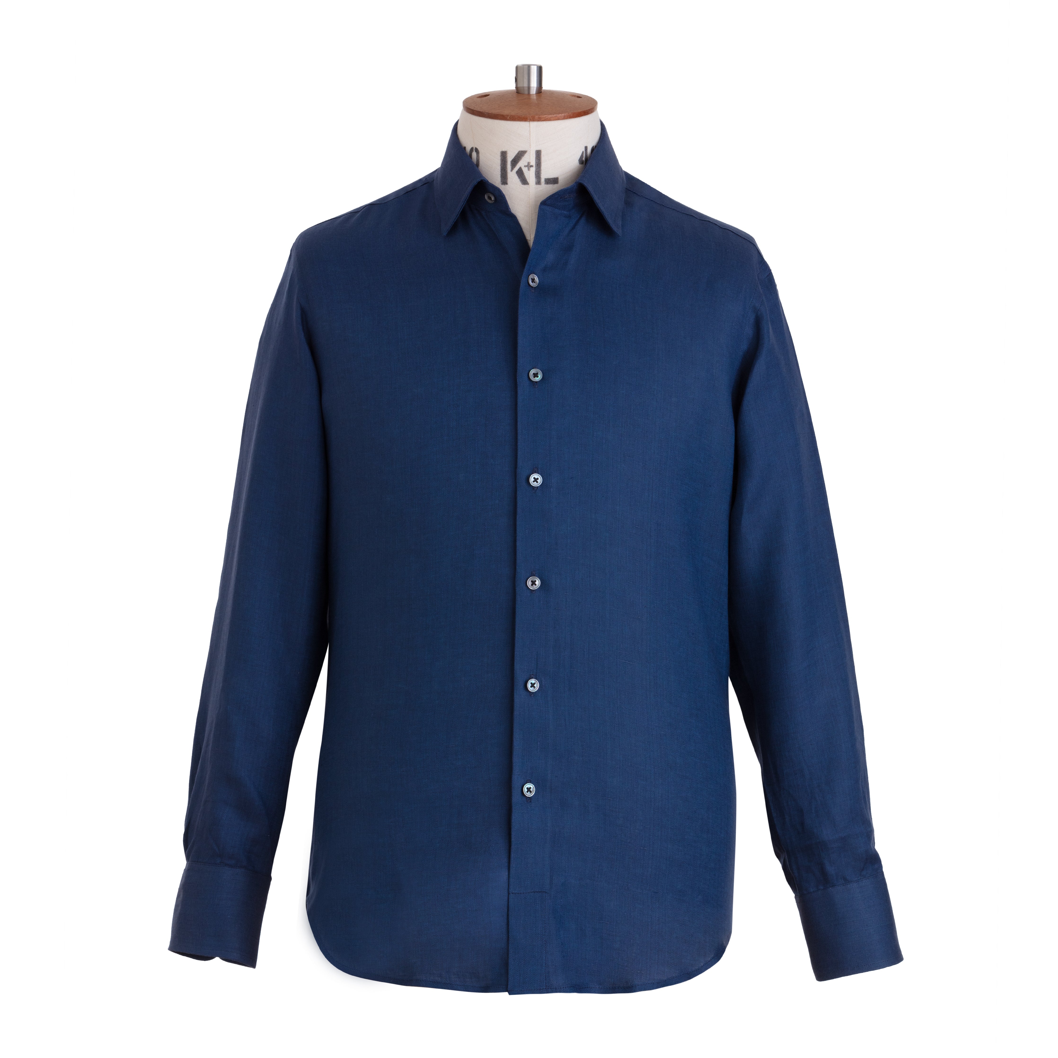 Indigo Herringbone Linen Shirt - Emma Willis