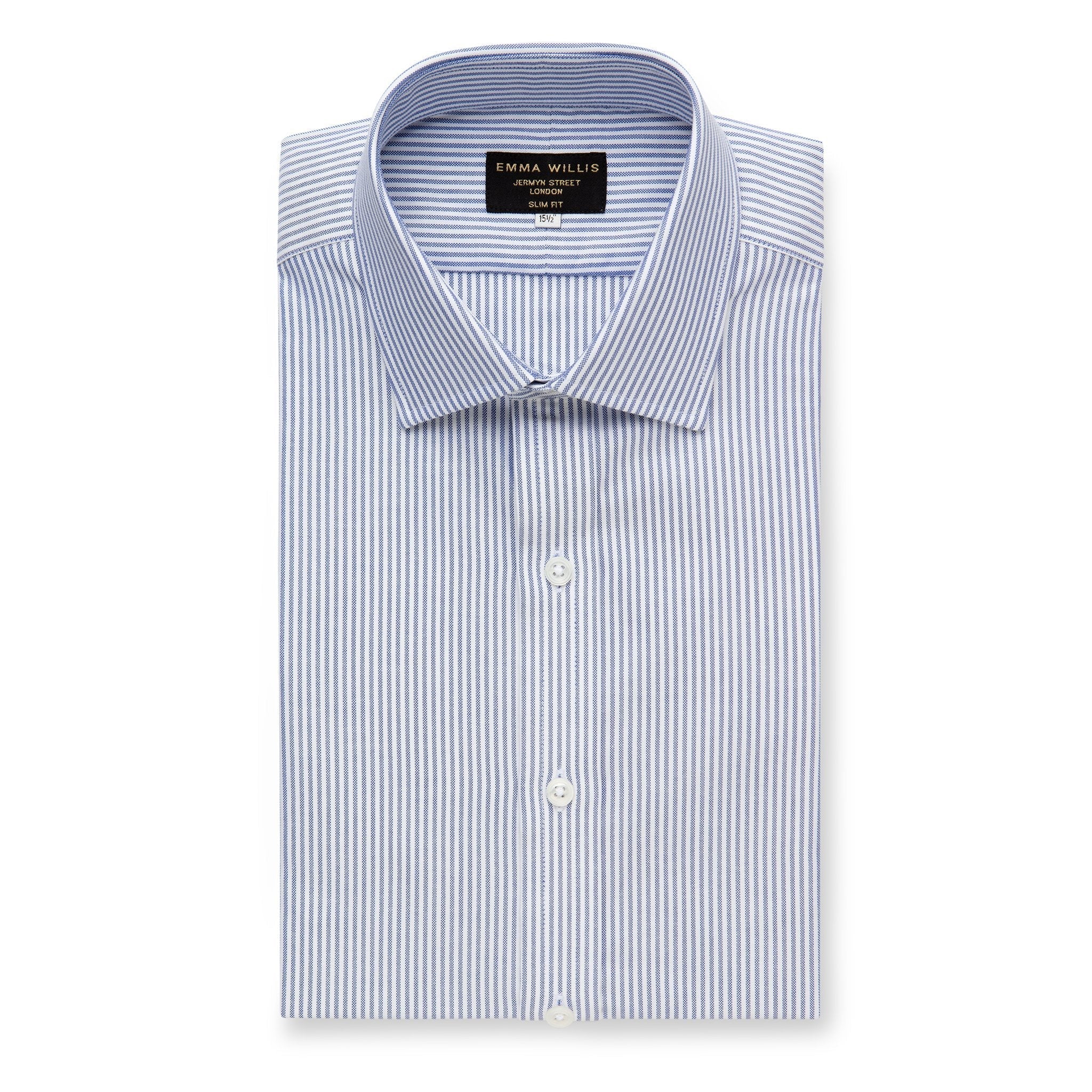Navy Oxford Stripe Cotton Shirt - Emma Willis