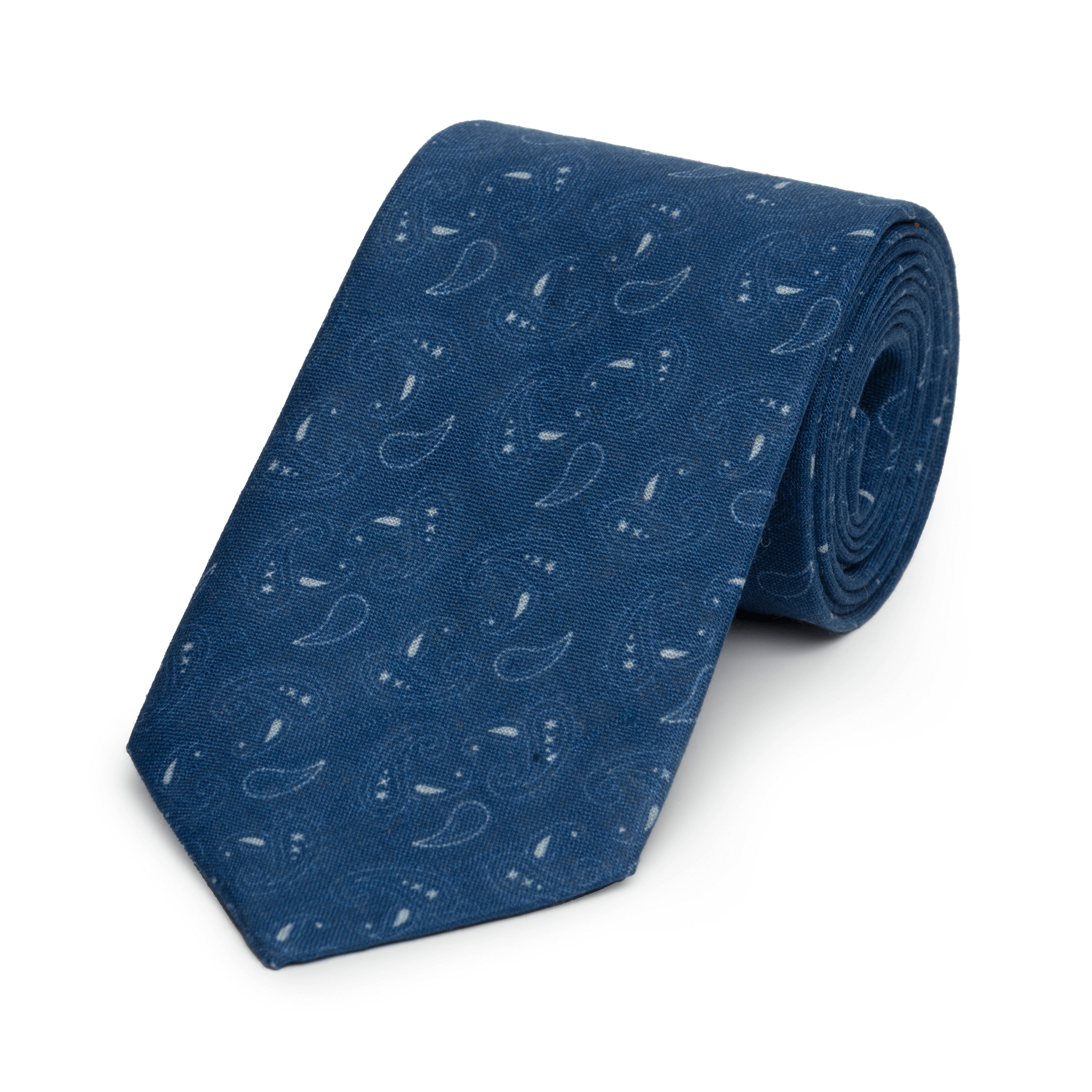 Navy Paisley Arran Linen Tie - Emma Willis