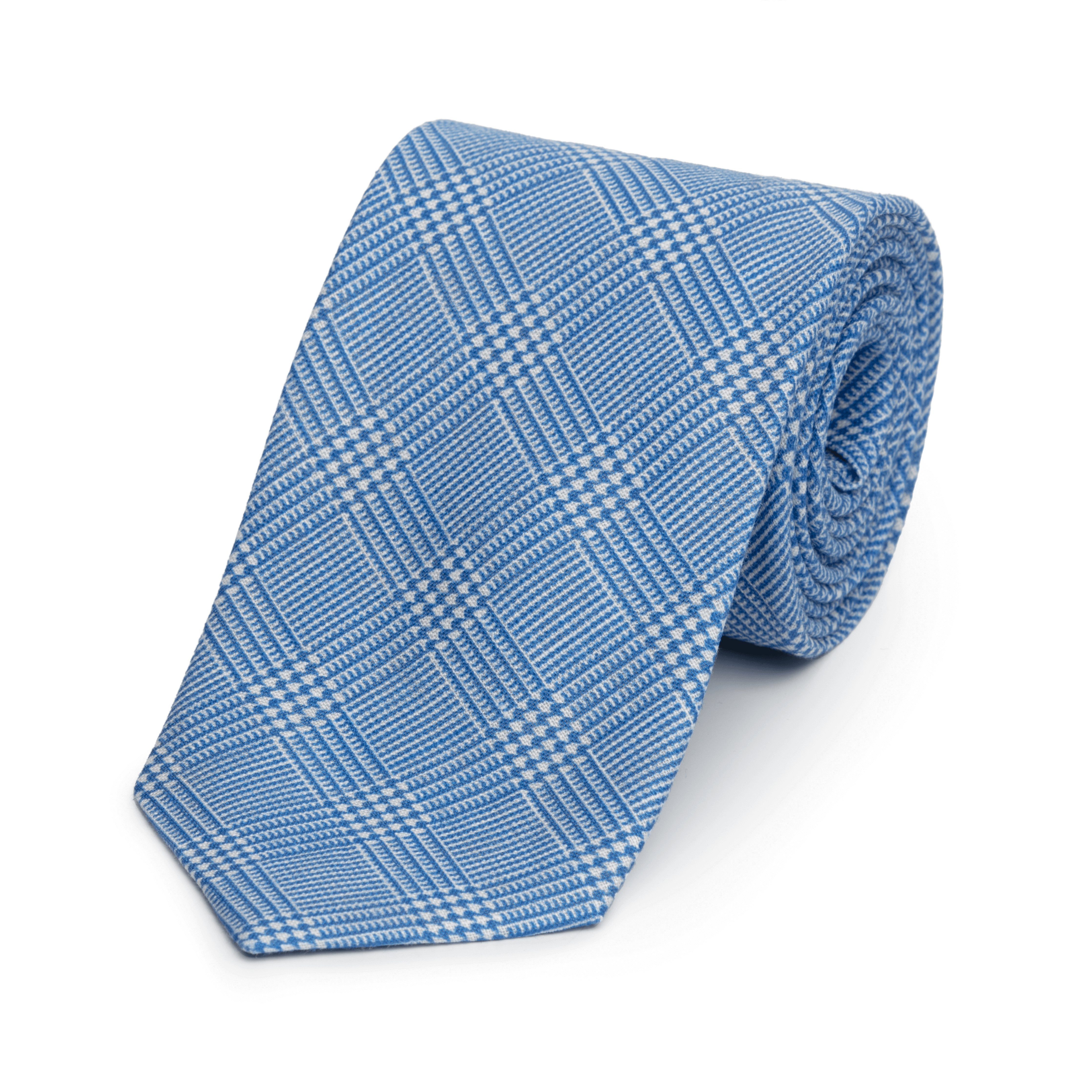 Sapphire Prince of Wales Check Arran Linen Tie - Emma Willis