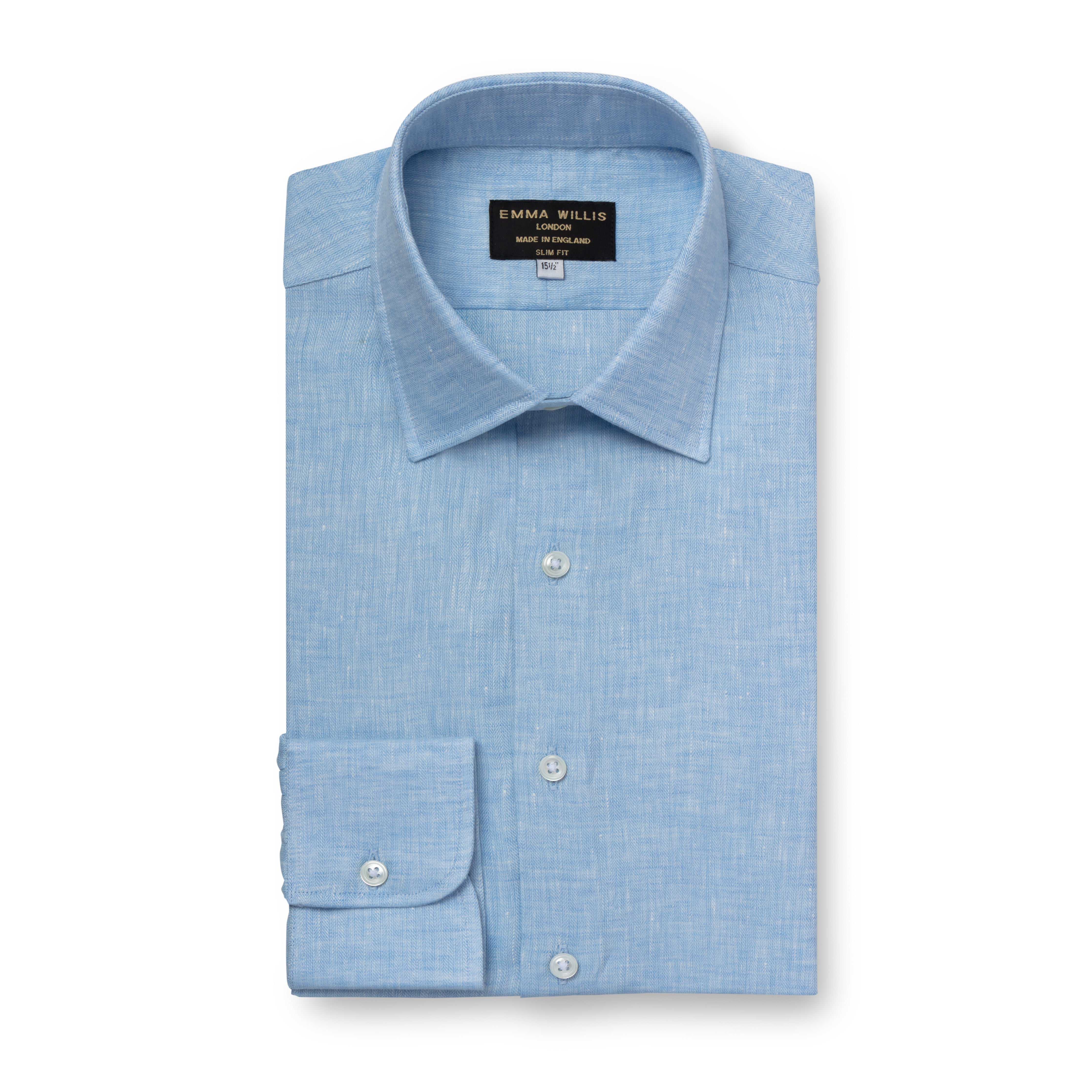 Sky Herringbone Linen Shirt - Emma Willis