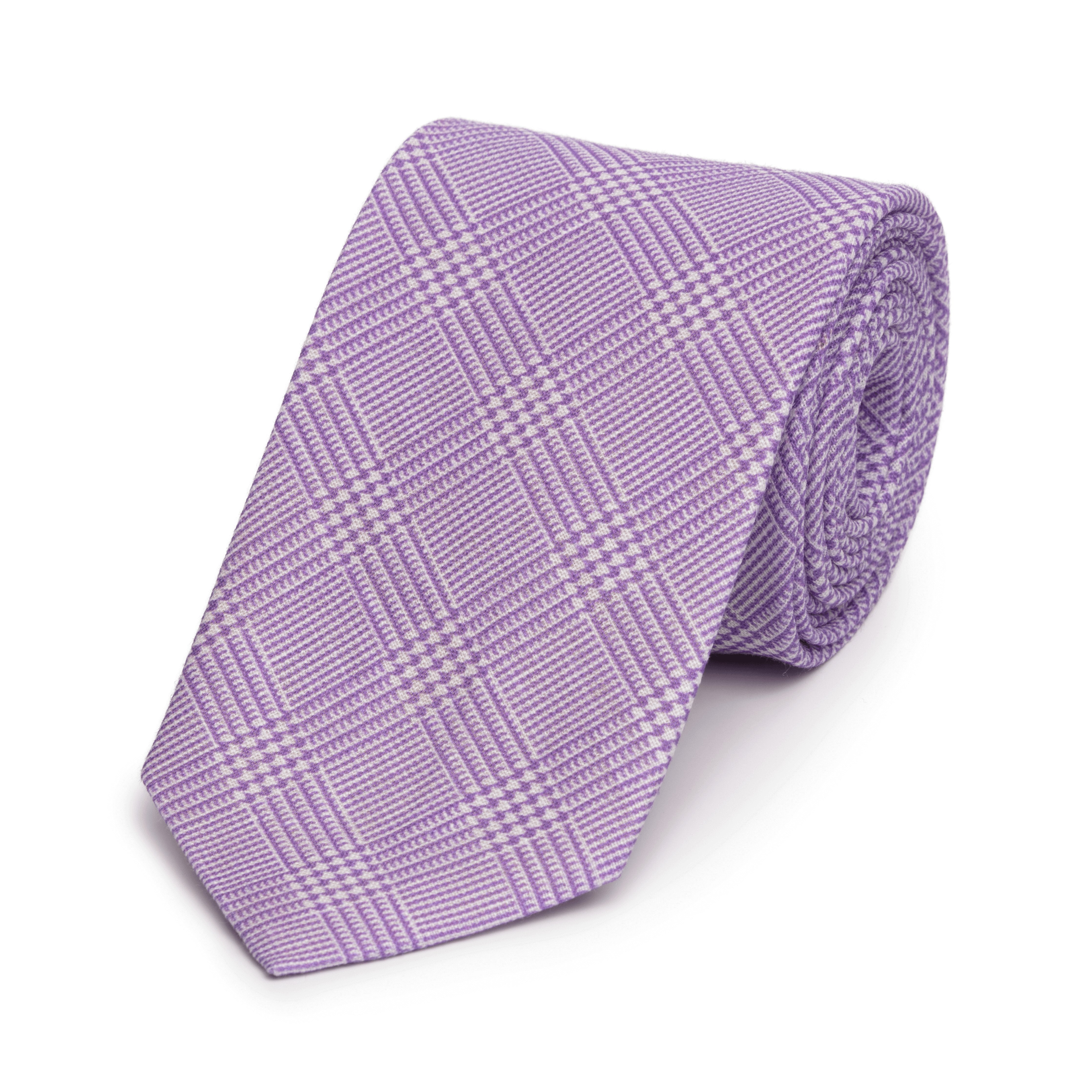 Wisteria Prince of Wales Check Arran Linen Tie - Emma Willis