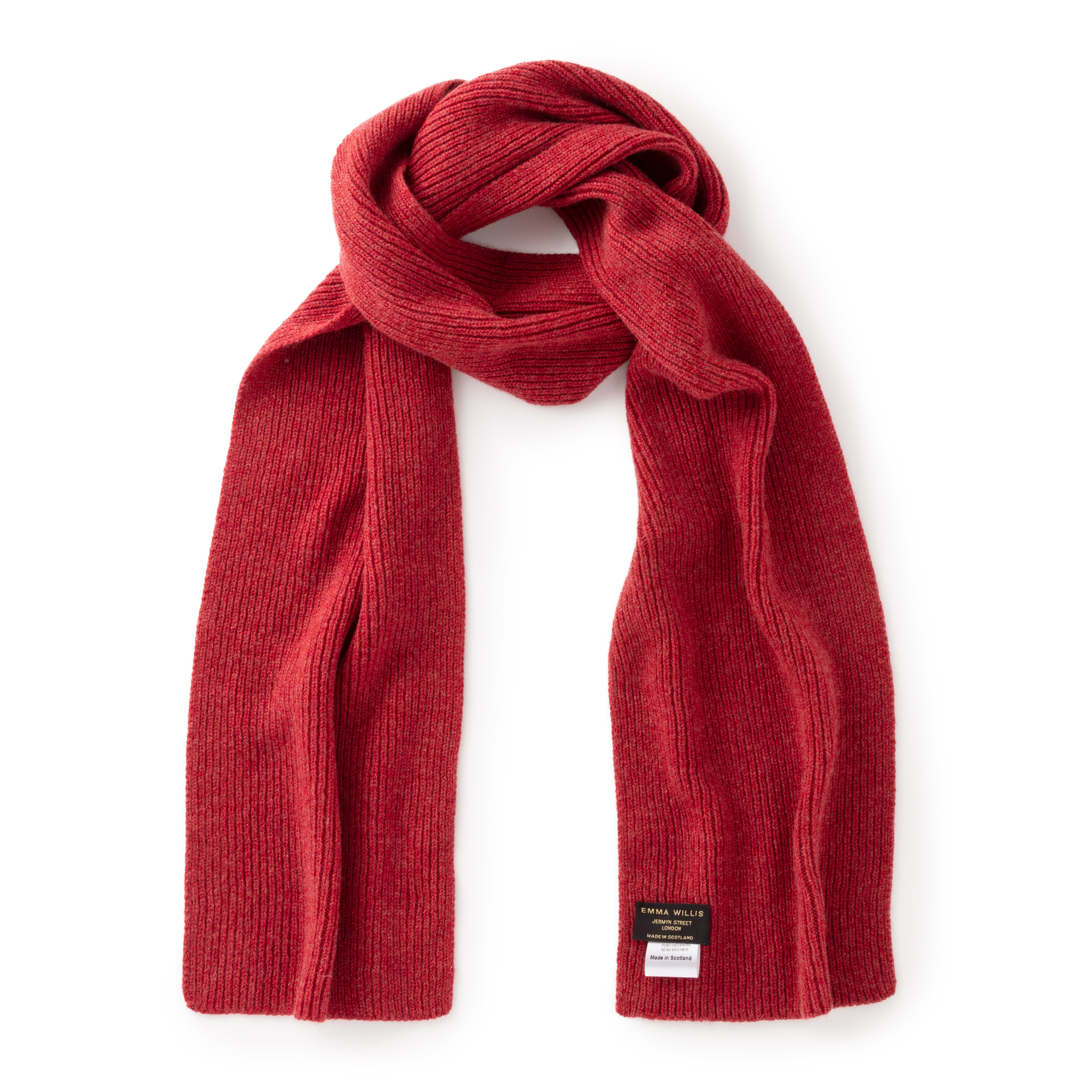 Crimson Ribbed Cashmere Scarf - Emma Willis