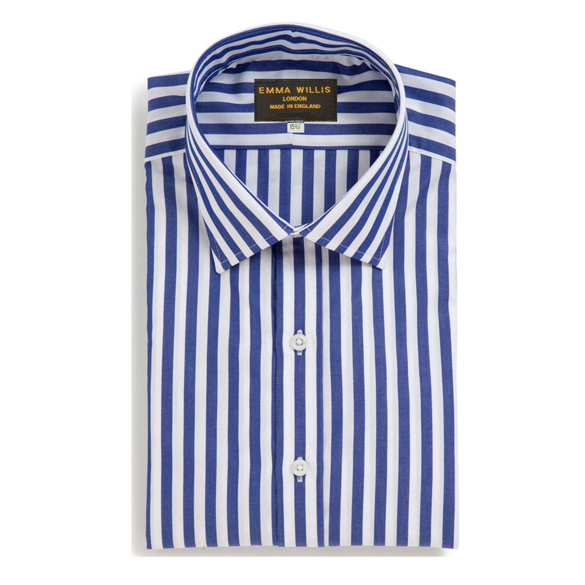 Navy Butcher Stripe Cotton Shirt freeshipping - Emma Willis