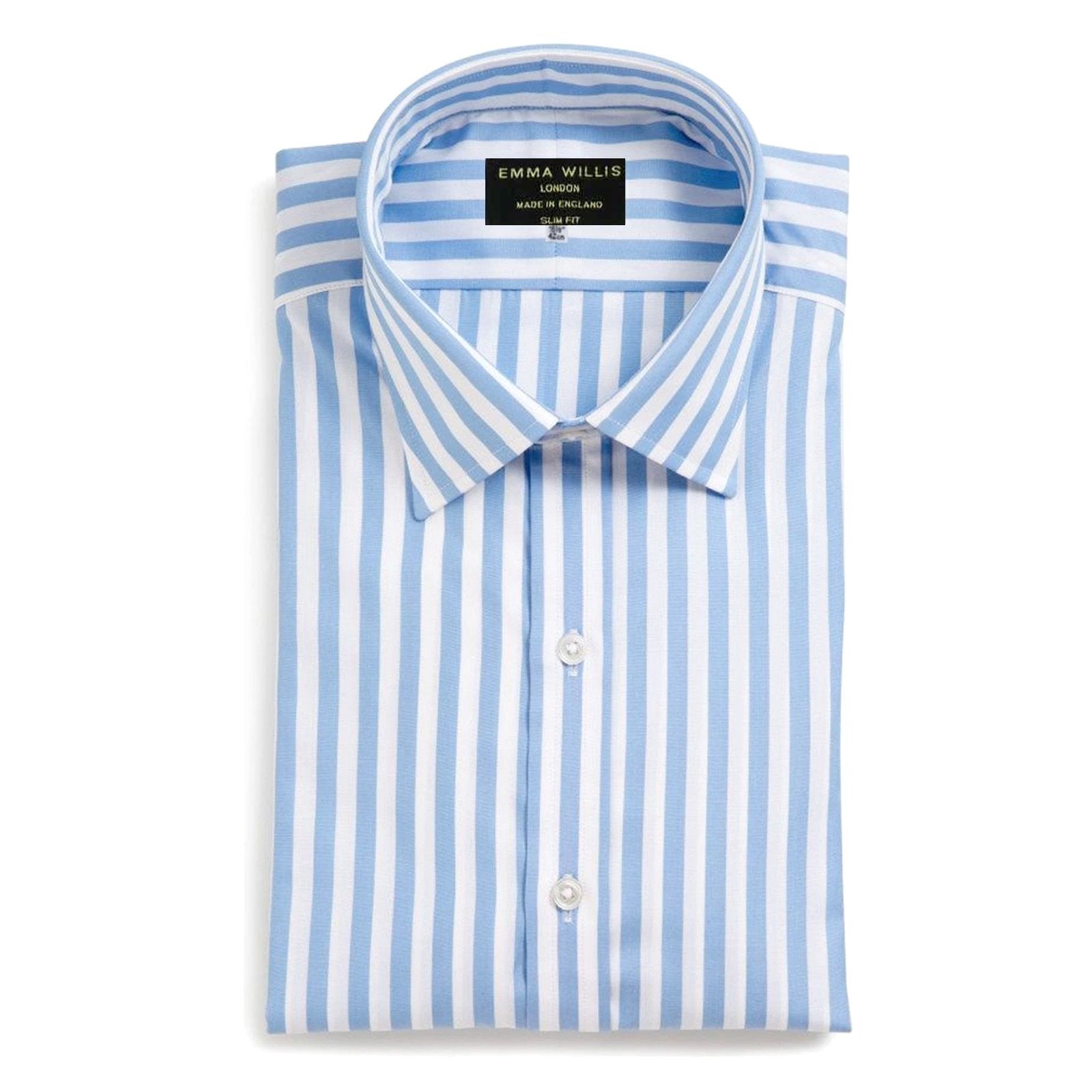 Sky Butcher Stripe Arolla Cotton Shirt - Bespoke - New - Emma Willis