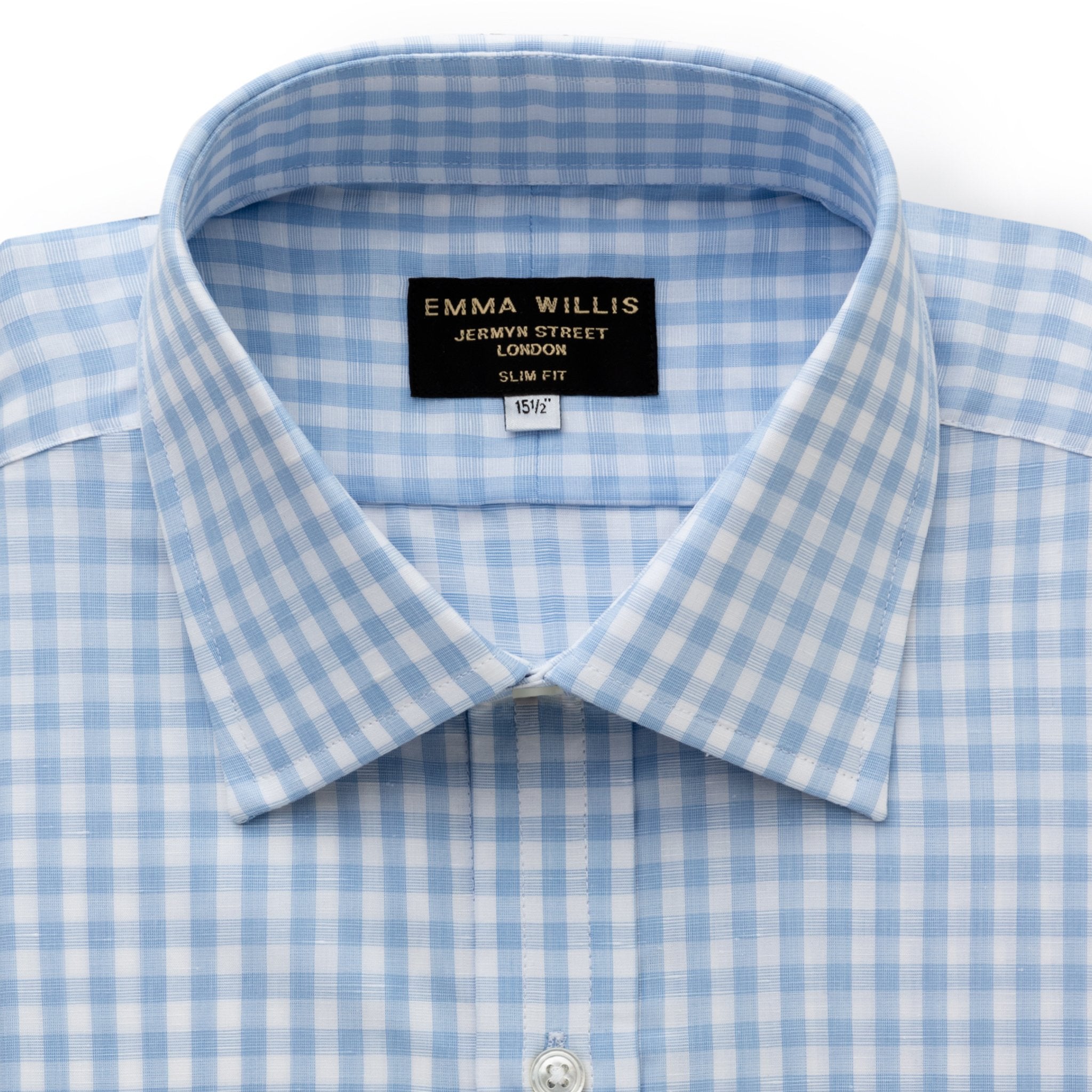 Sky Gingham Zephirlino Shirt - Bespoke freeshipping - Emma Willis