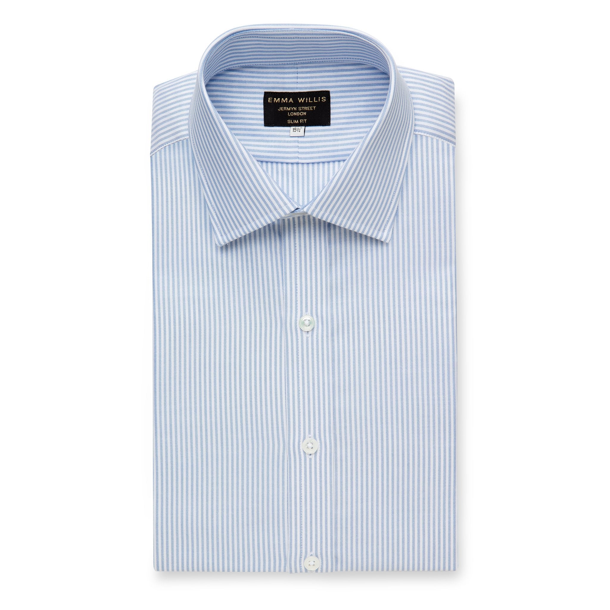 Sky Oxford Stripe Cotton Shirt - Bespoke freeshipping - Emma Willis