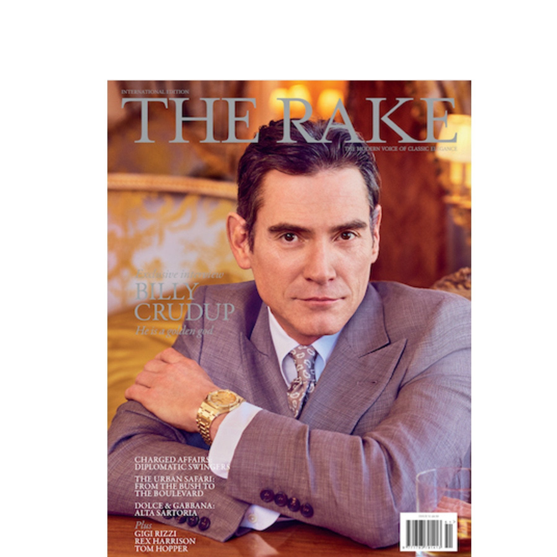 Billy Crudup wears our Silver Paisley Silk Tie on the cover of The Rake - Emma Willis