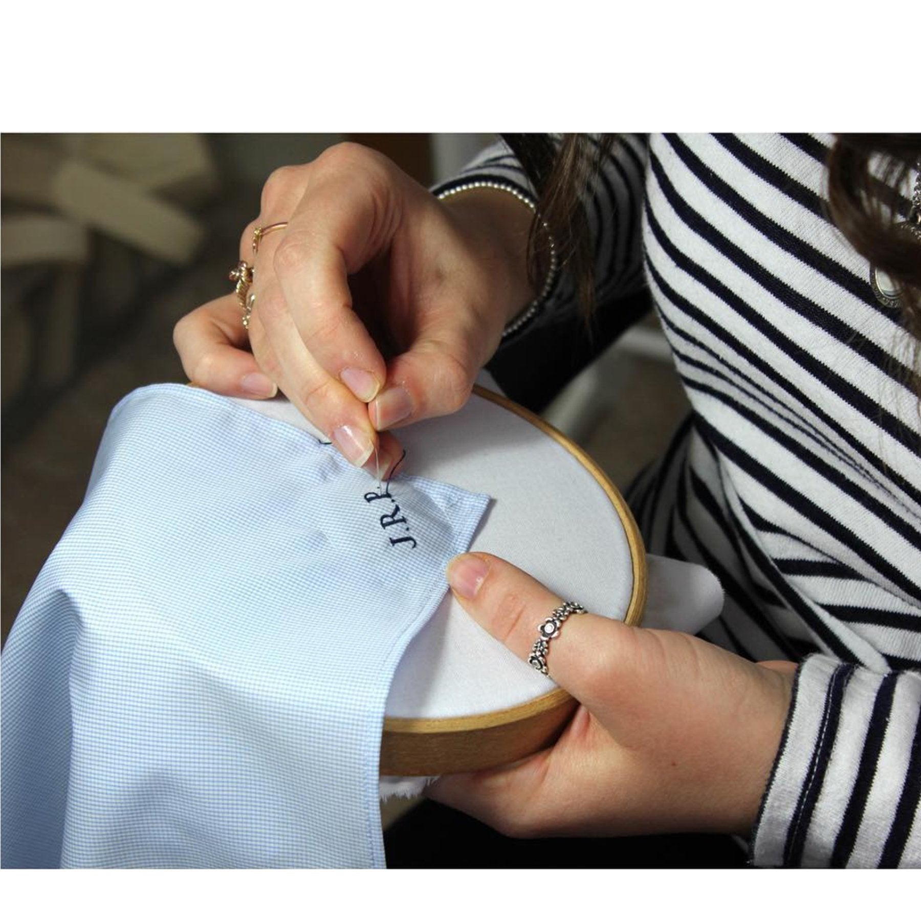 Hand embroidered monograms in our English Factory - Emma Willis