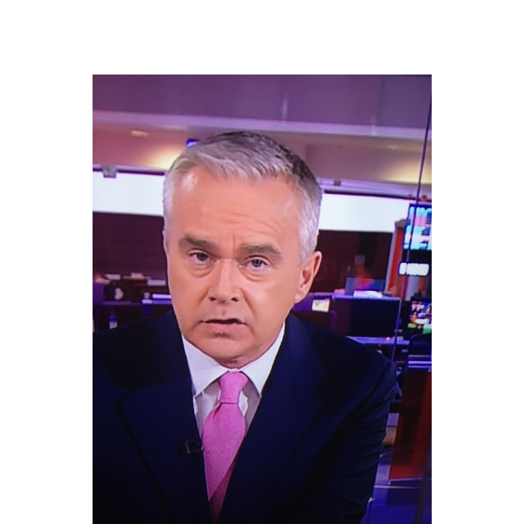 Huw Edwards wears our Pink Cashmere Tie on BBC News last night. - Emma Willis