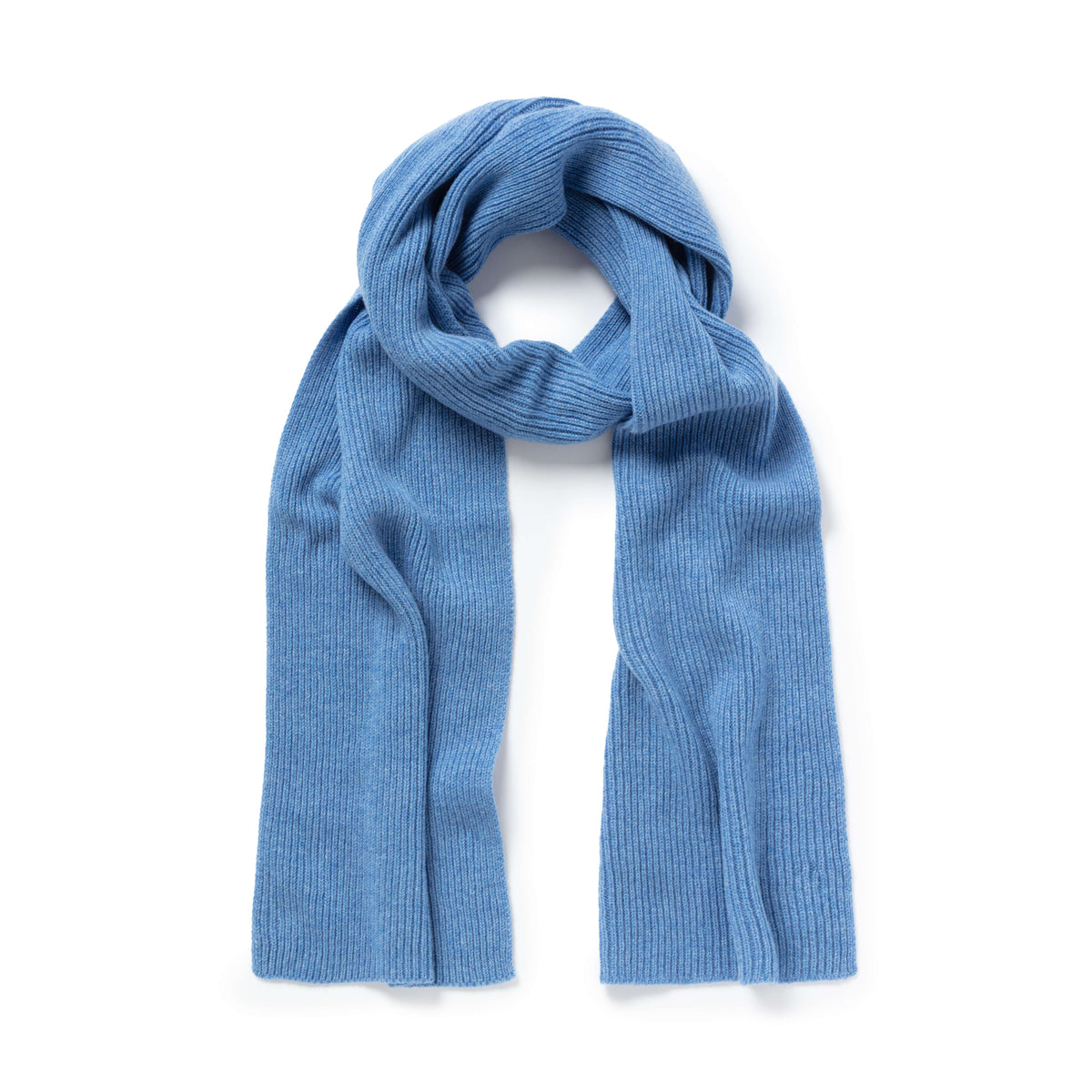 Azure Ribbed Cashmere Scarf