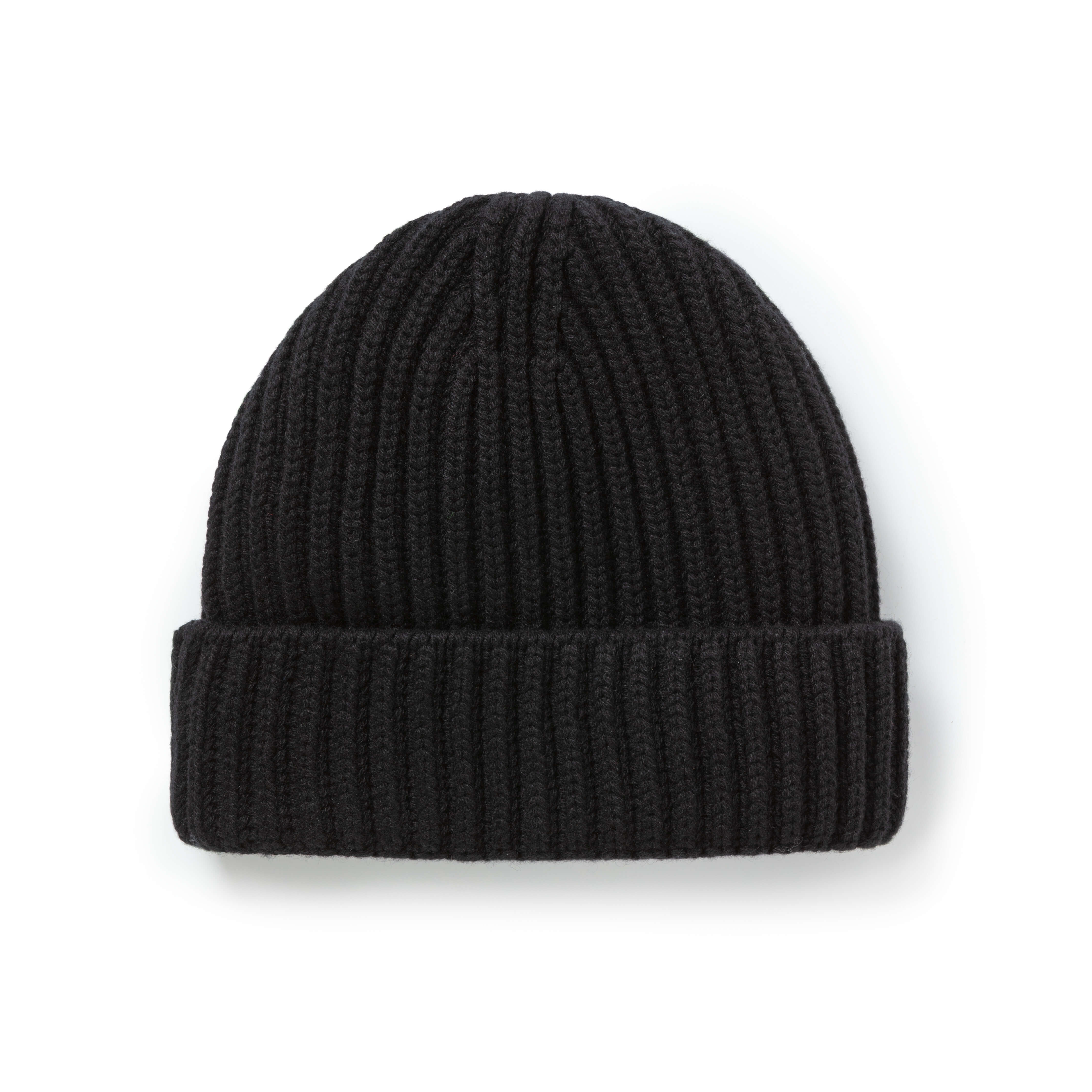 Black Ribbed Cashmere Beanie